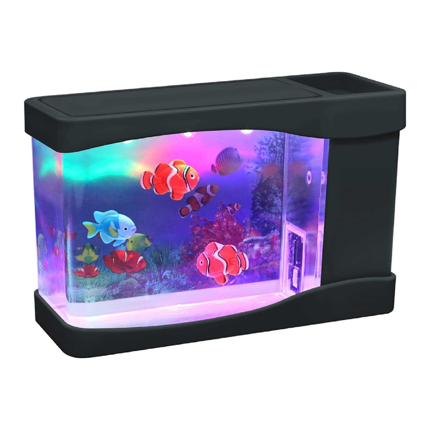 Elegantoss Artificial Fish Mini LED Aquarium Multi Colored LED Swimming Fish Tank with Bubbles