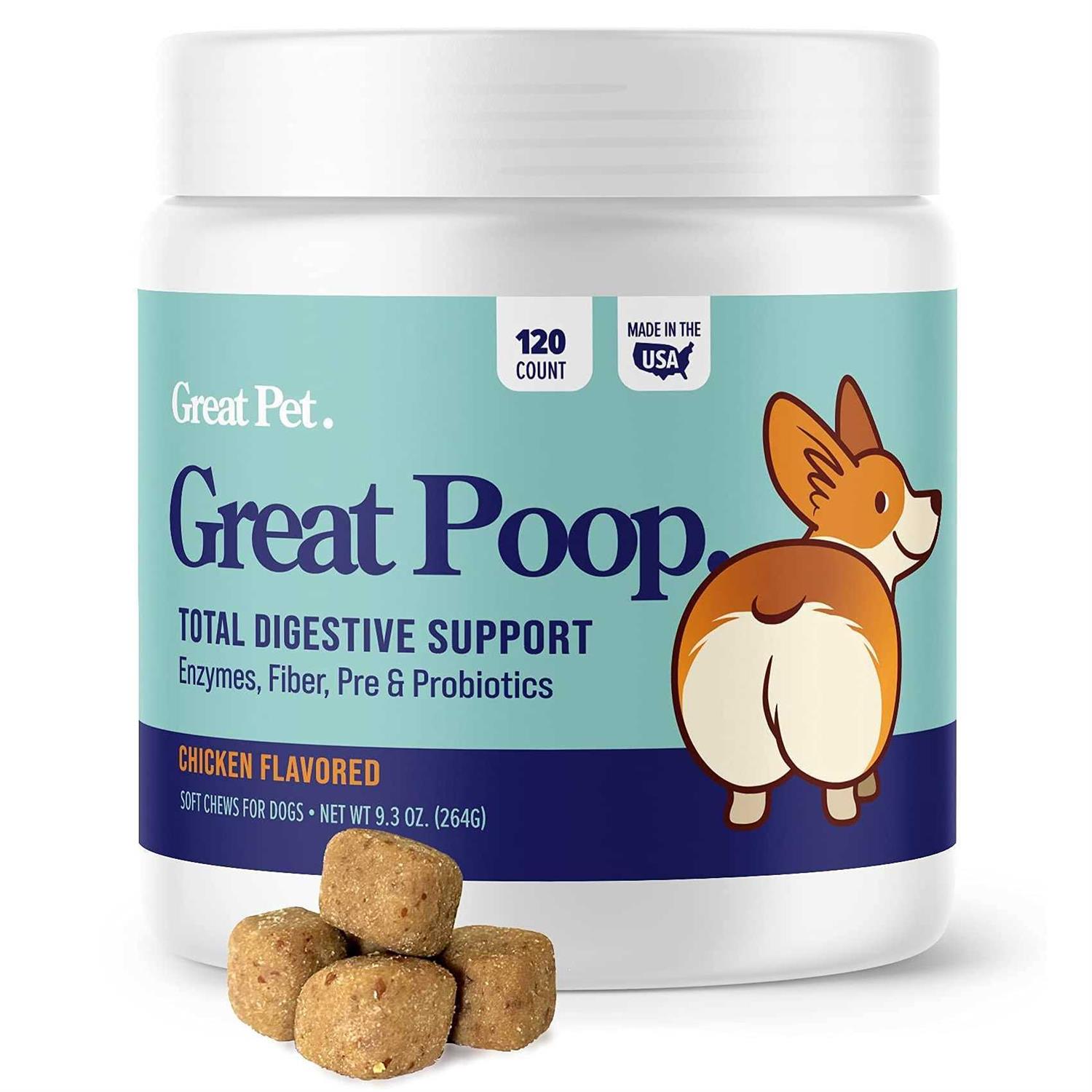 Great Pets Great Poop Probiotics for Dogs Fiber for Dogs Supplement with Dog Probiotics and Digestive Enzymes for a Healthy Gut