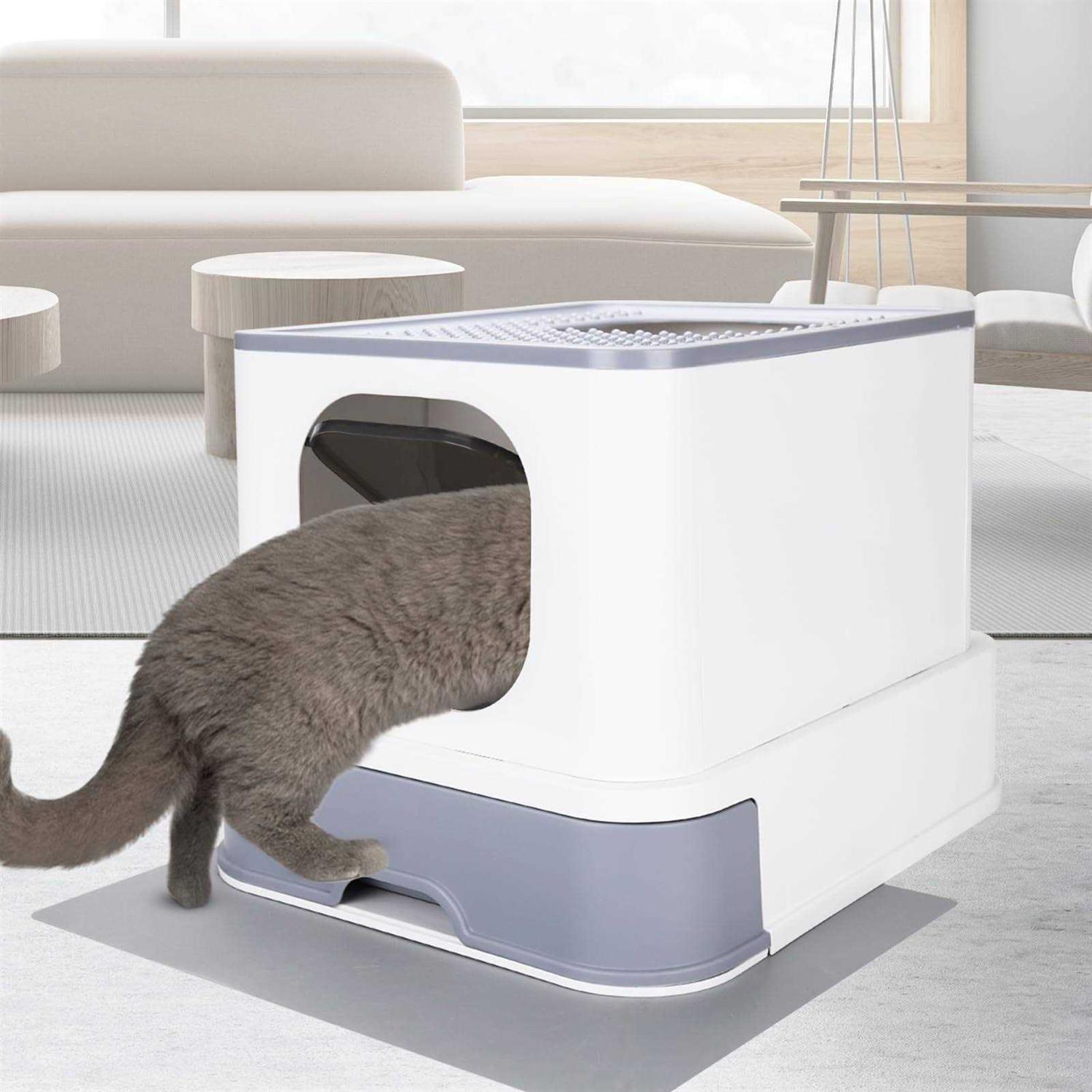 RIZZARI Millions Sold Wordwide Cat Litter Box Large Top Entry Anti-Splashing Litter Box with Lid