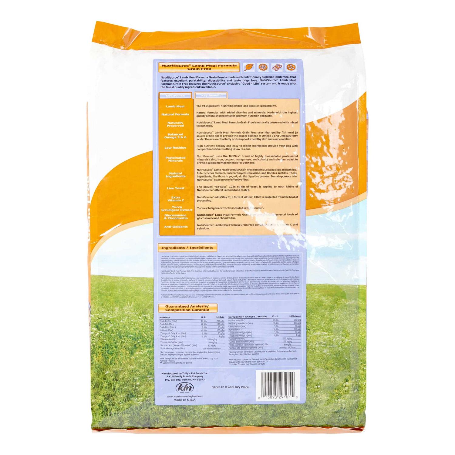 NutriSource Grain Free Lamb Meal Peas Dog Food