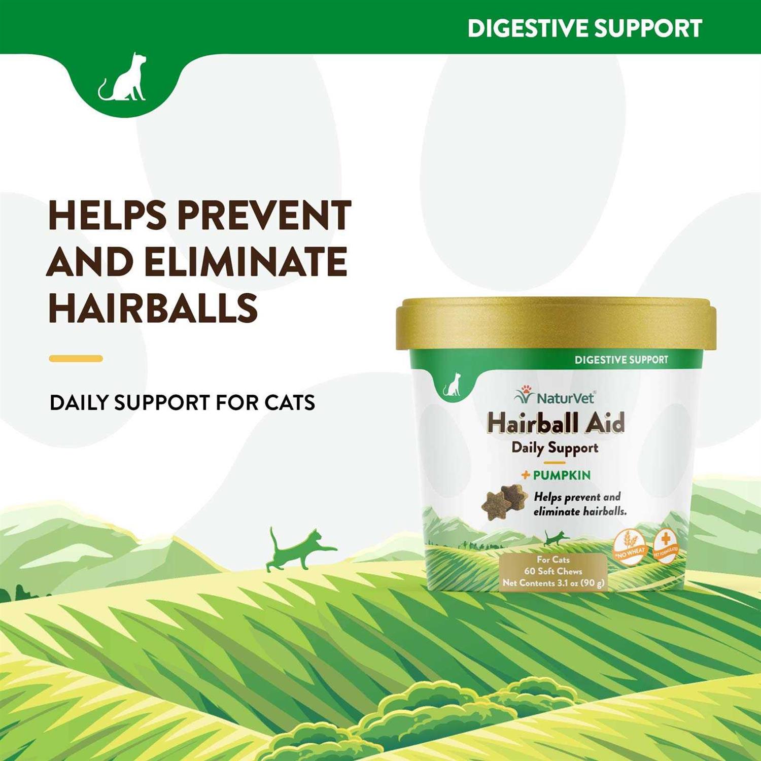 NaturVet Hairball Aid Plus Pumpkin Soft Chews Cat Supplement