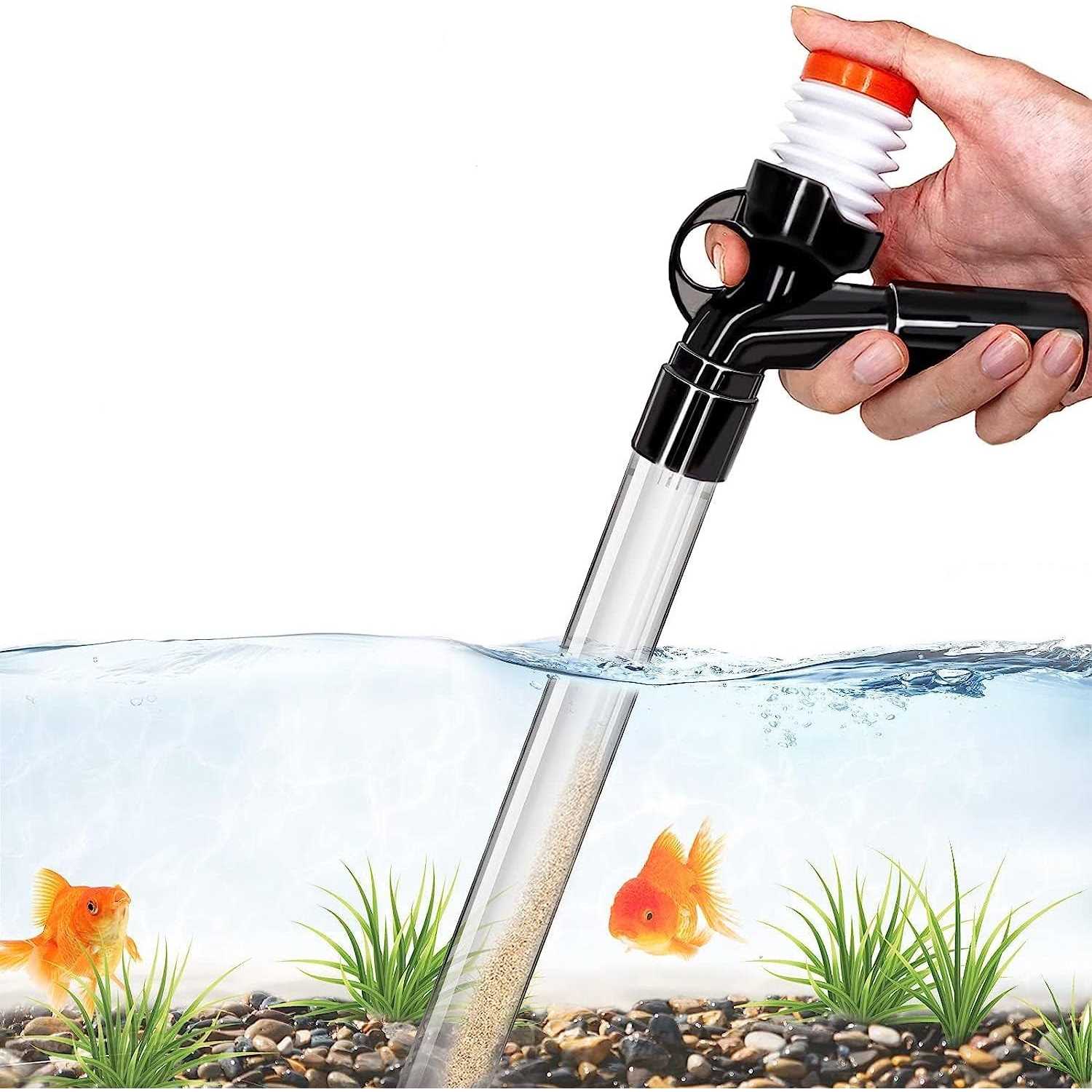 Aquarium Gravel Cleaner Fish Tank Kit Long Nozzle Water Changer for Water Changing and Filter Gravel Cleaning with Air-Pressing Button and Adjustable