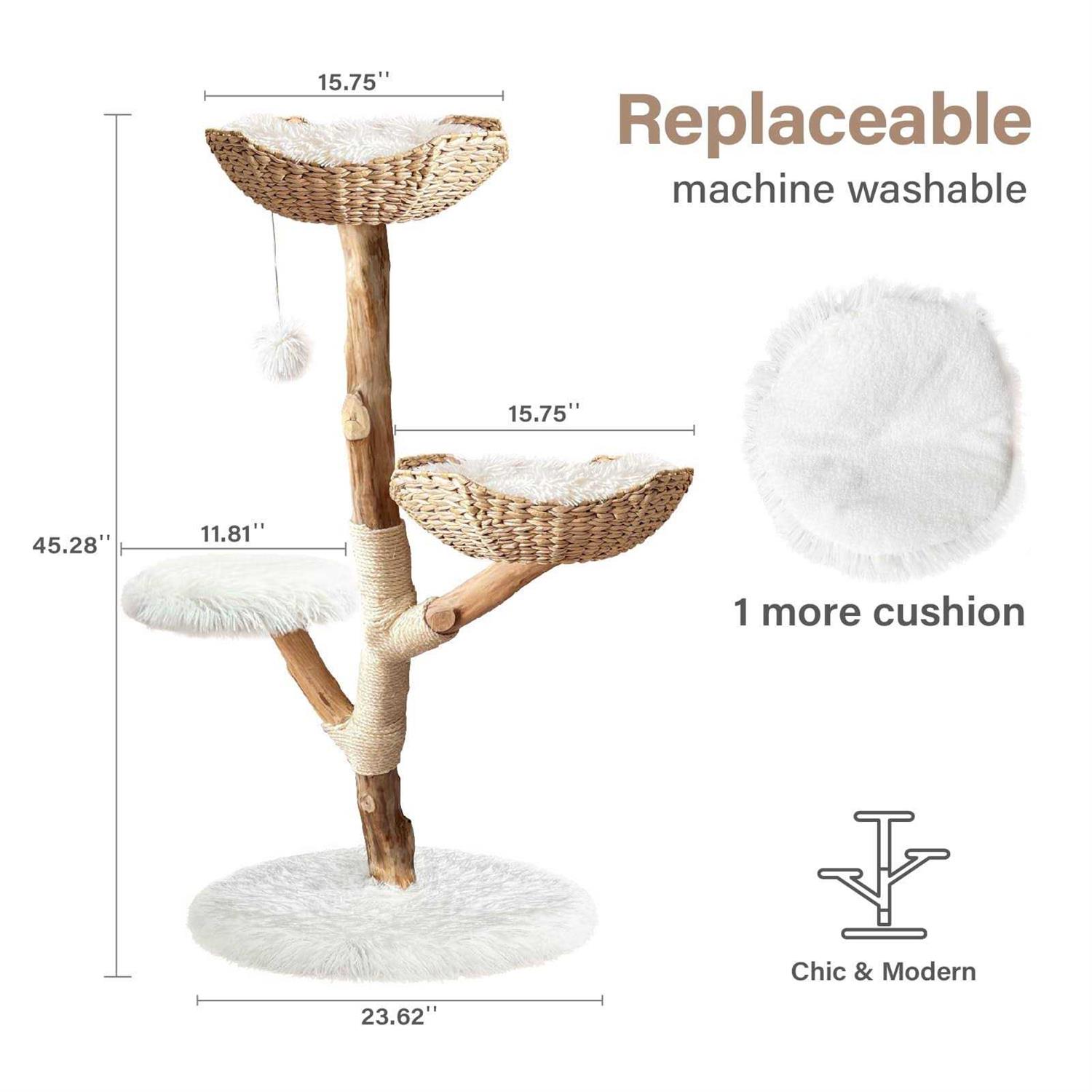 Injollylives Modern Cat Tree Tower Wooden Cat Tower Heavy Duty Cat Trees