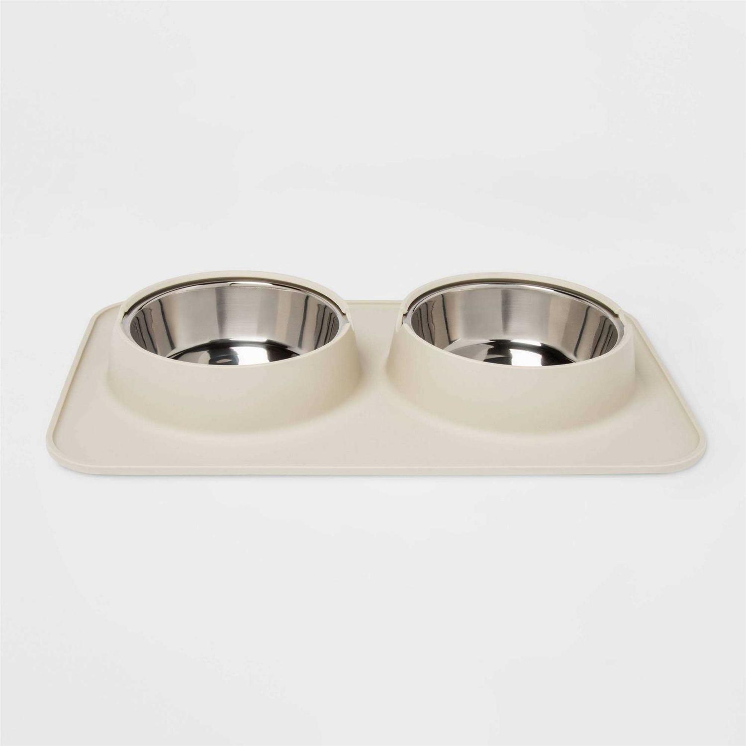 Boots & Barkley Silicone Pet Mat + Stainless Steel Double Diner