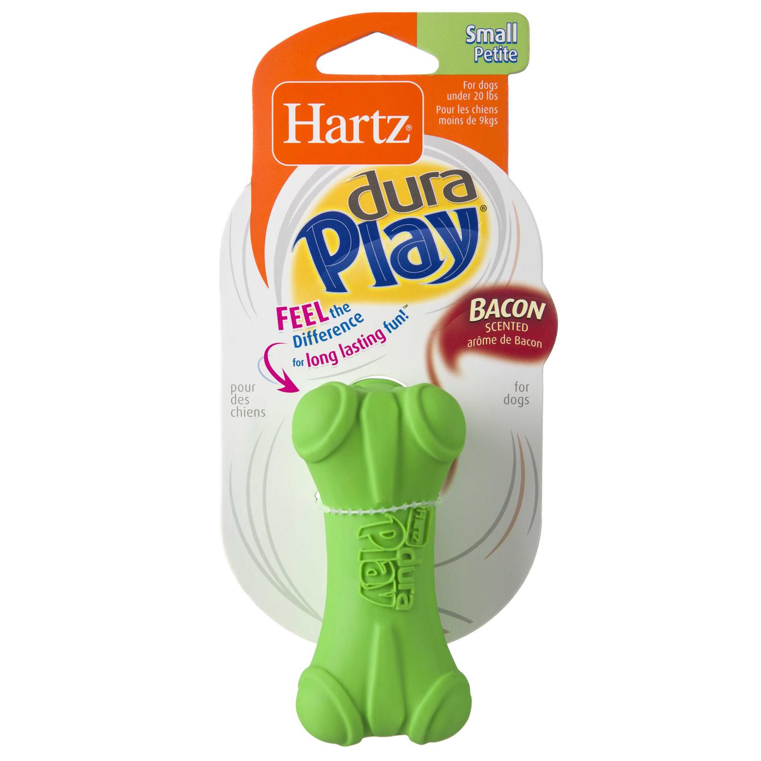 Hartz Dura Play Bone Squeaky Latex Dog Toy, Color Varies, Small