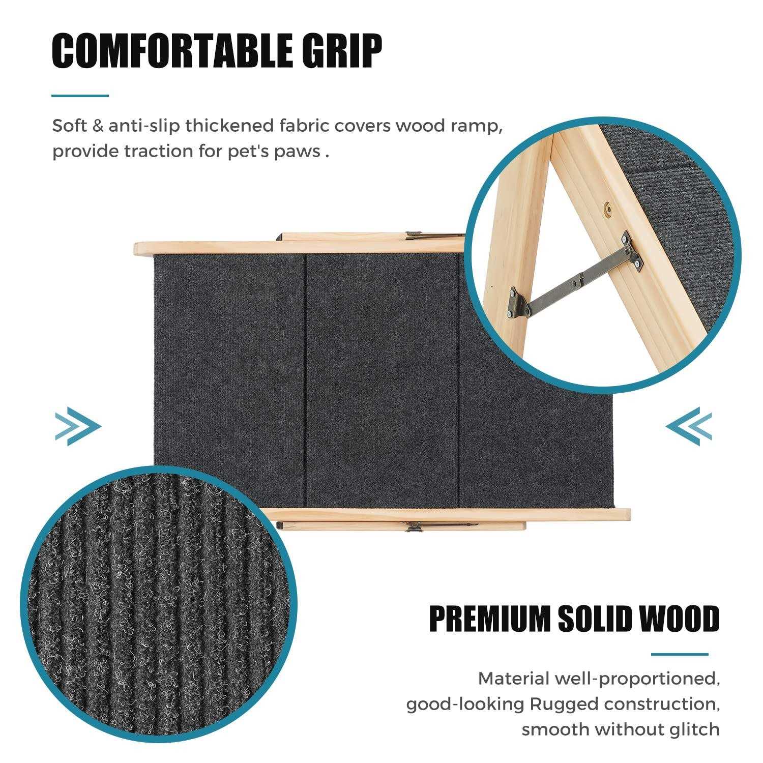 Sweetbin Wooden Pet Stairs/Pet Steps for All Dogs and Cats Up to 150Lbs