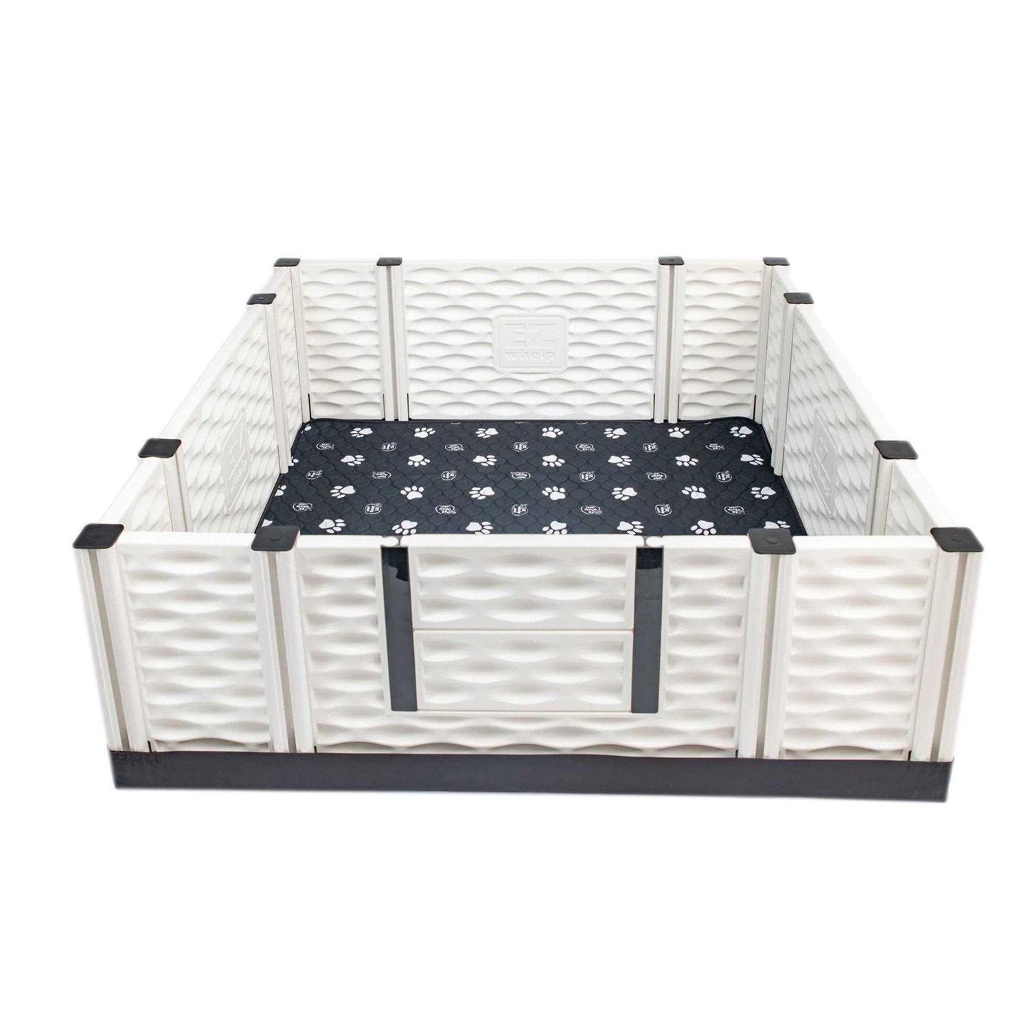 EZwhelp EZclassic Puppy Dog Whelping Box Playpen w/Rails & Liner