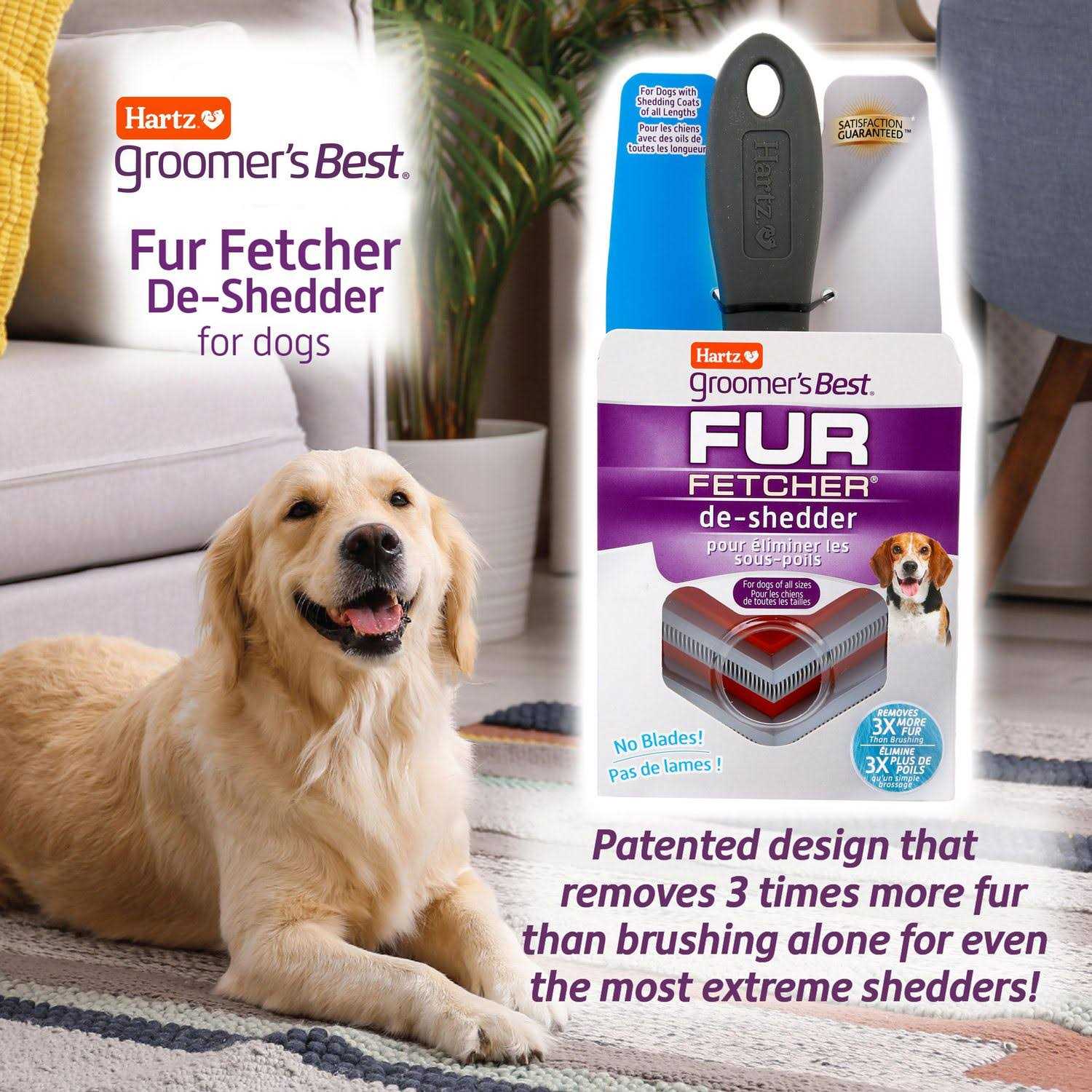 Hartz Groomer’s Best Fur Fetcher De-Shedder Grooming Tool for Dogs