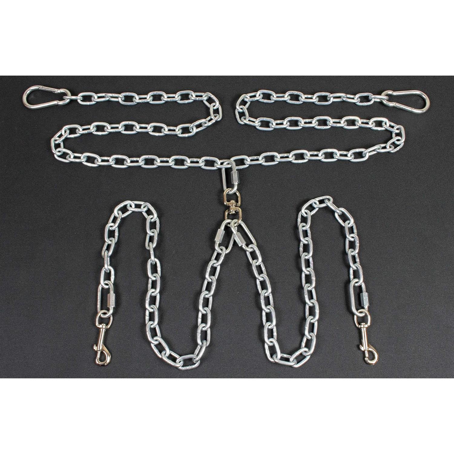 Bushwhacker Chew Proof Truck Bed Two Dog Tether Chain SUV Pet Leash Harness Vehicle Restraint Barrier Cable Dual Tie Down Out