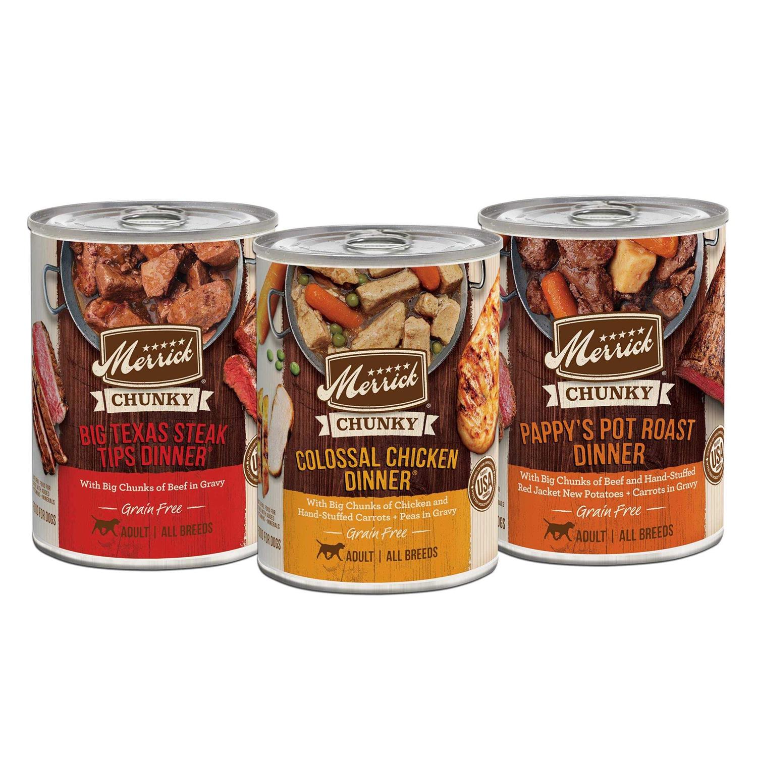 Merrick Chunky Recipes Grain Free Wet Dog Food Variety Pack