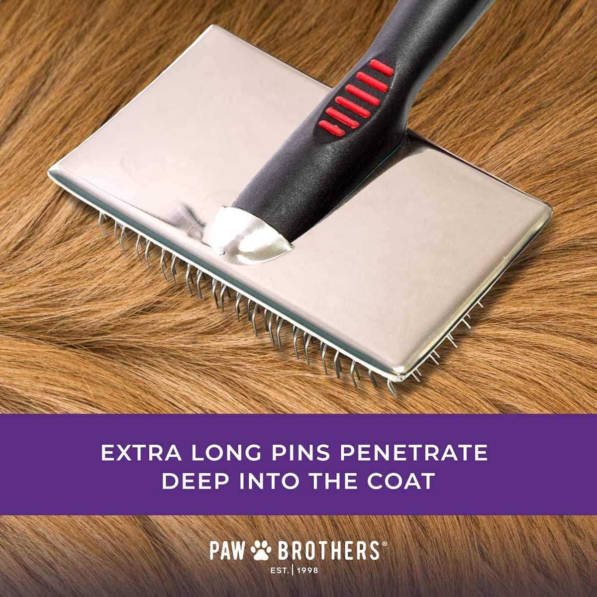 ryan’s Pet supplies Paw Brothers Extra Long Pin Flat Slicker Brush for Dogs
