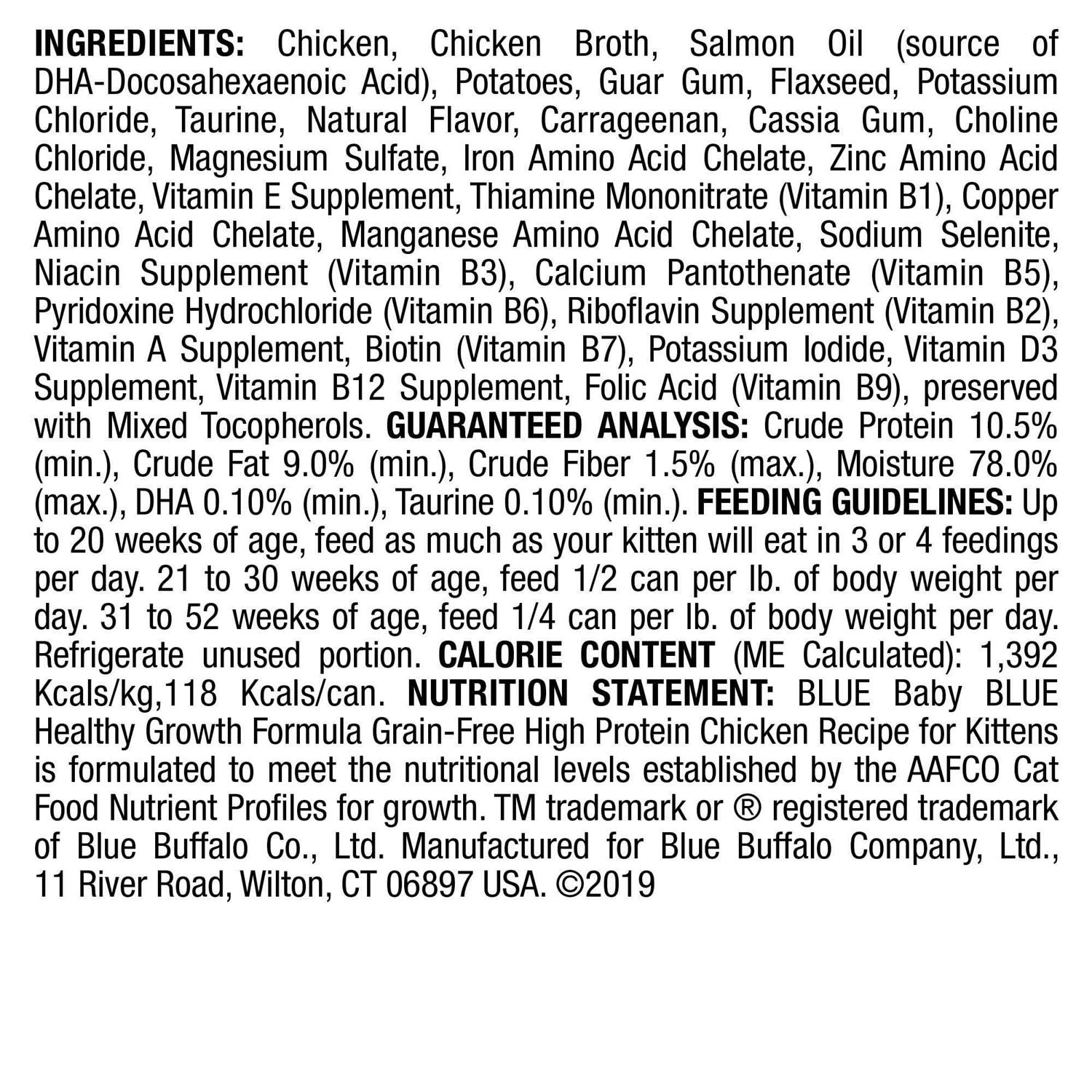 Blue Buffalo Baby Blue Wet Kitten Food Healthy Growth Formula Chicken