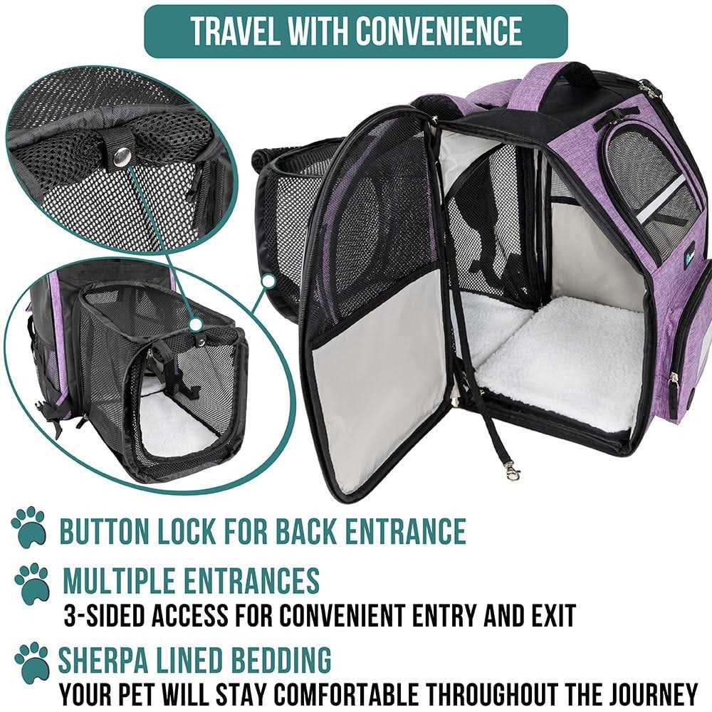 PetAmi Dog Cat Backpack Carrier Expandable Pet Carrier Backpack for Travel Hiking