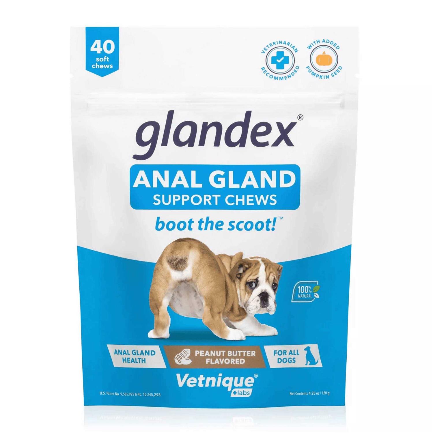 Glandex for Anal Gland Support Fiber Supplement for Dogs 40ct Peanut Butter Chews