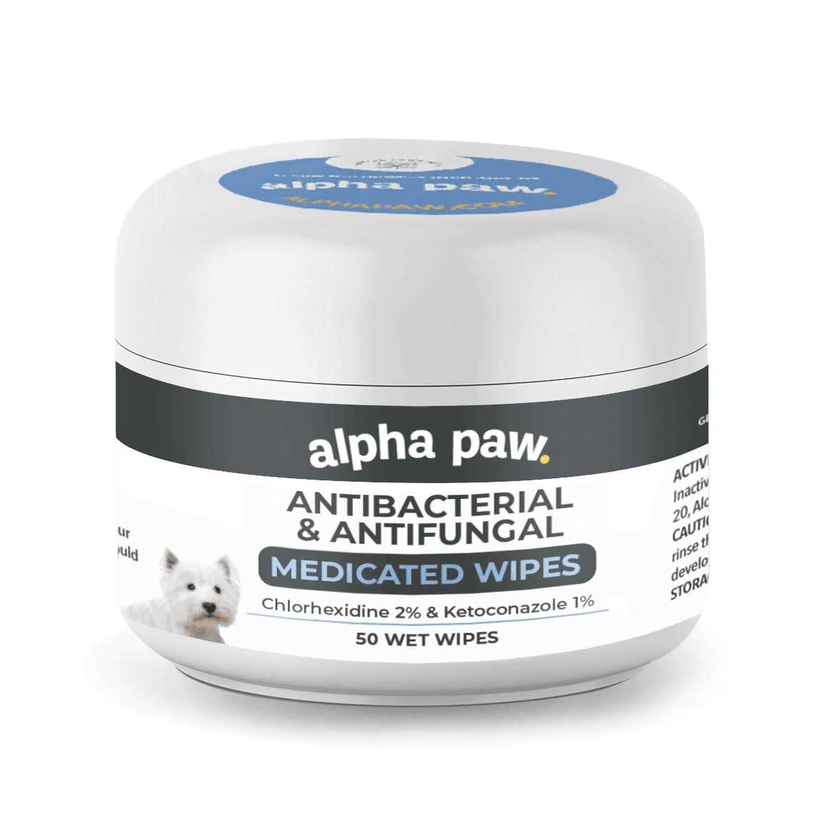 Alpha Paw Antibacterial & Antifungal Medicated Wipes