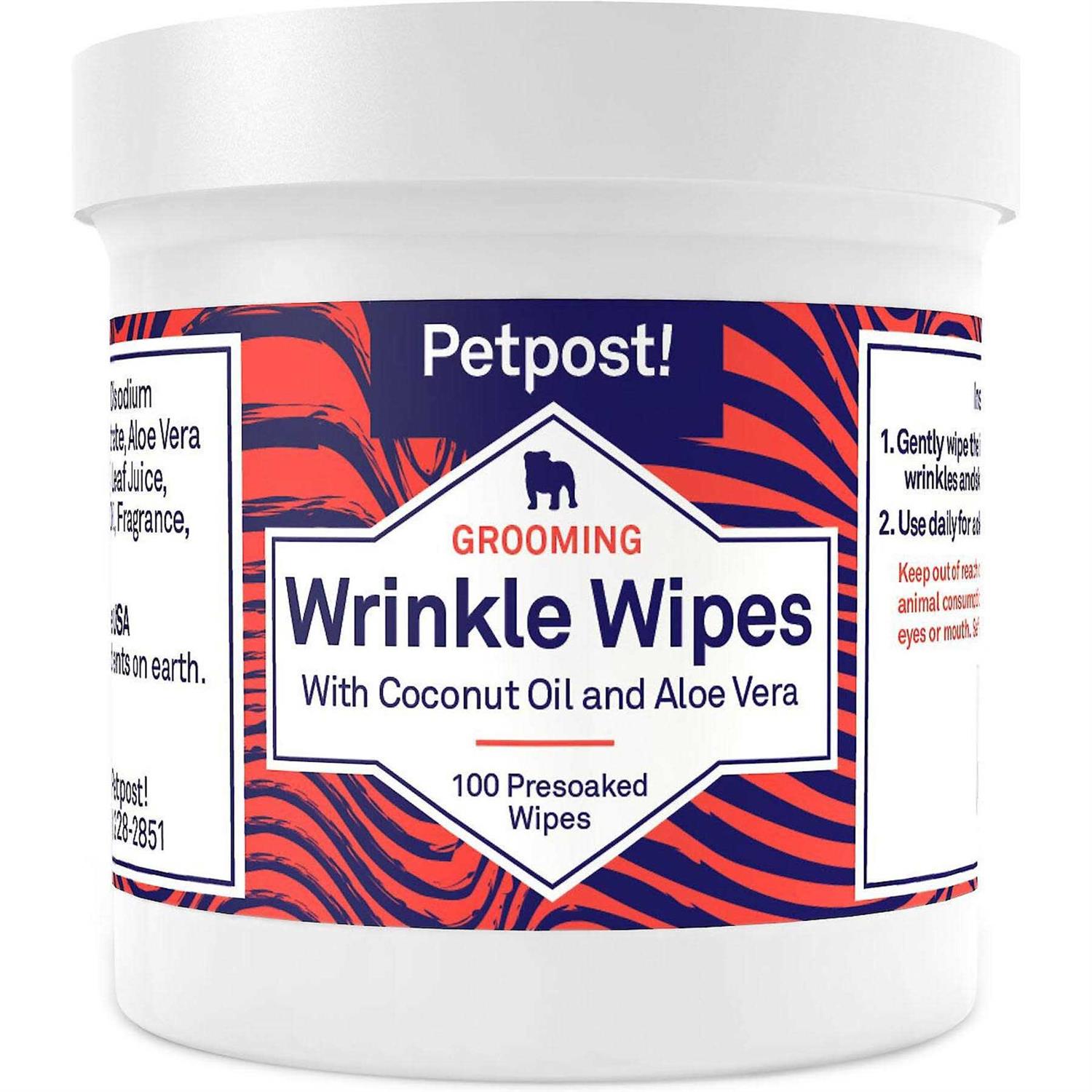 Petpost Bulldog Wrinkle Wipes for Dogs Cleans and Soothes Pug Wrinkles and Folds