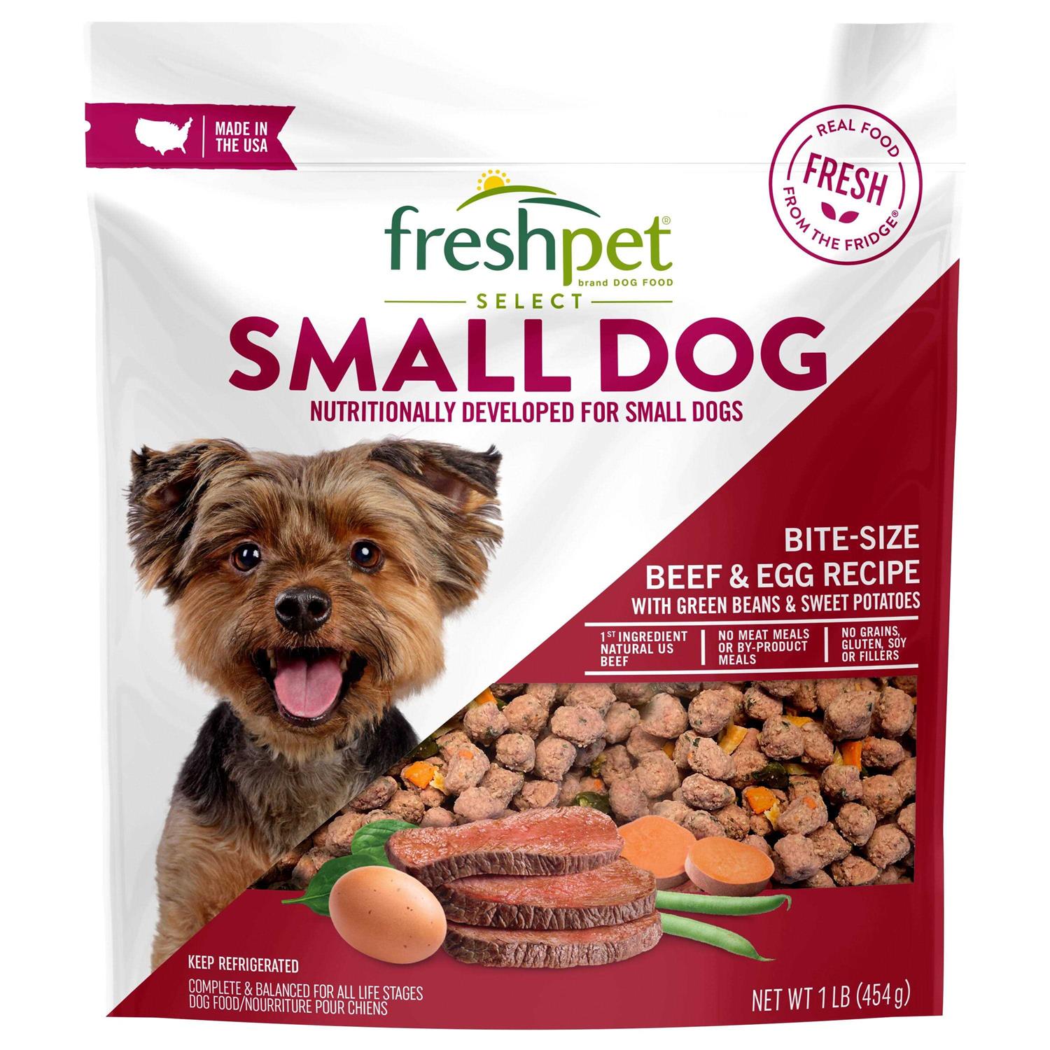 Freshpet Beef & Egg Bite-Size Small Fresh Dog Food Pouch with Green Beans & Sweet Potatoes