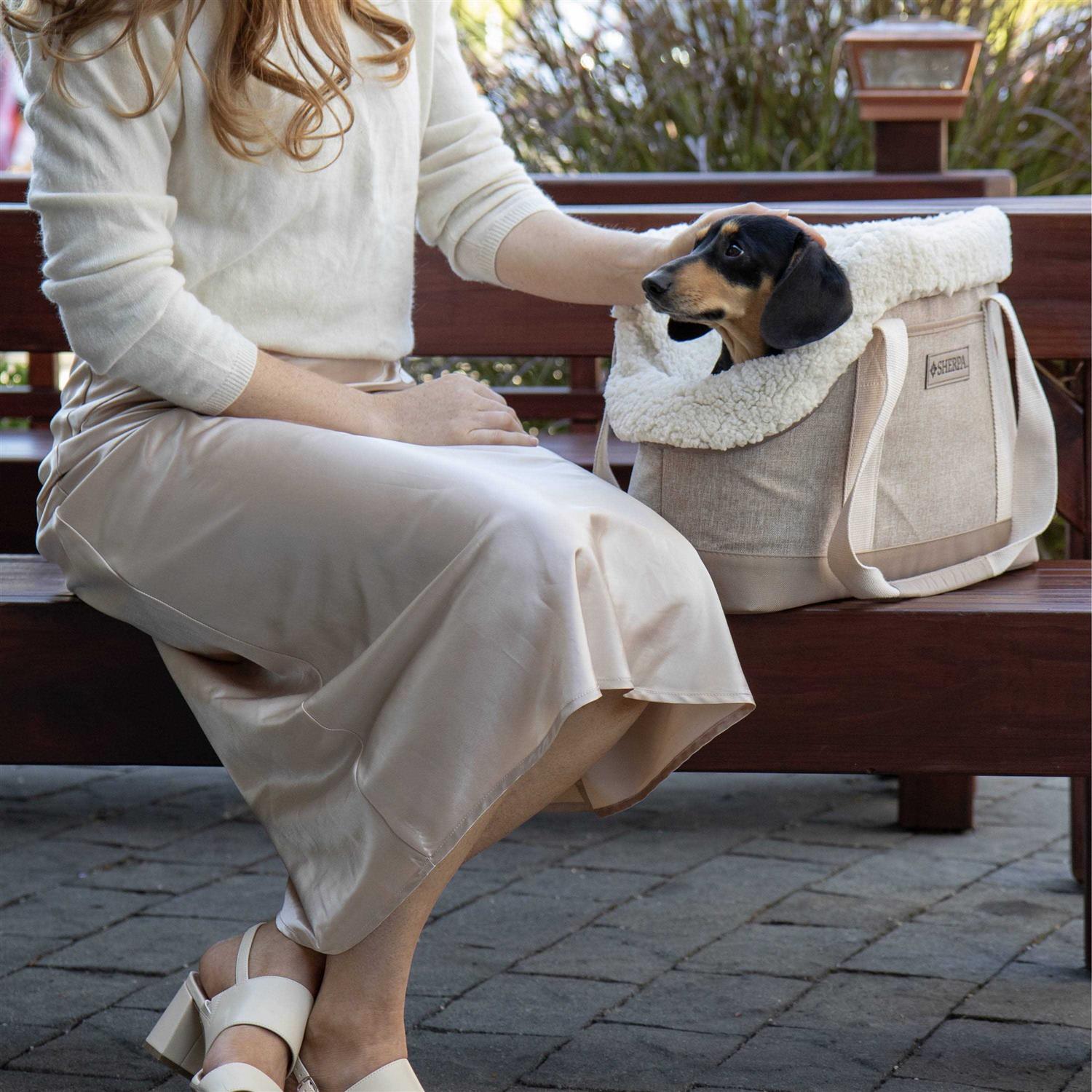 Sherpa Tan Luxe Tote Fashionable Pet Carrier