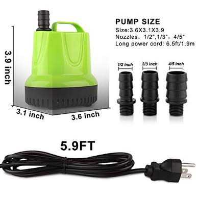 FREESEA GPH Submersible Water Pump for Pond Aquarium Hydroponics Fish Tank Fountain Waterfall
