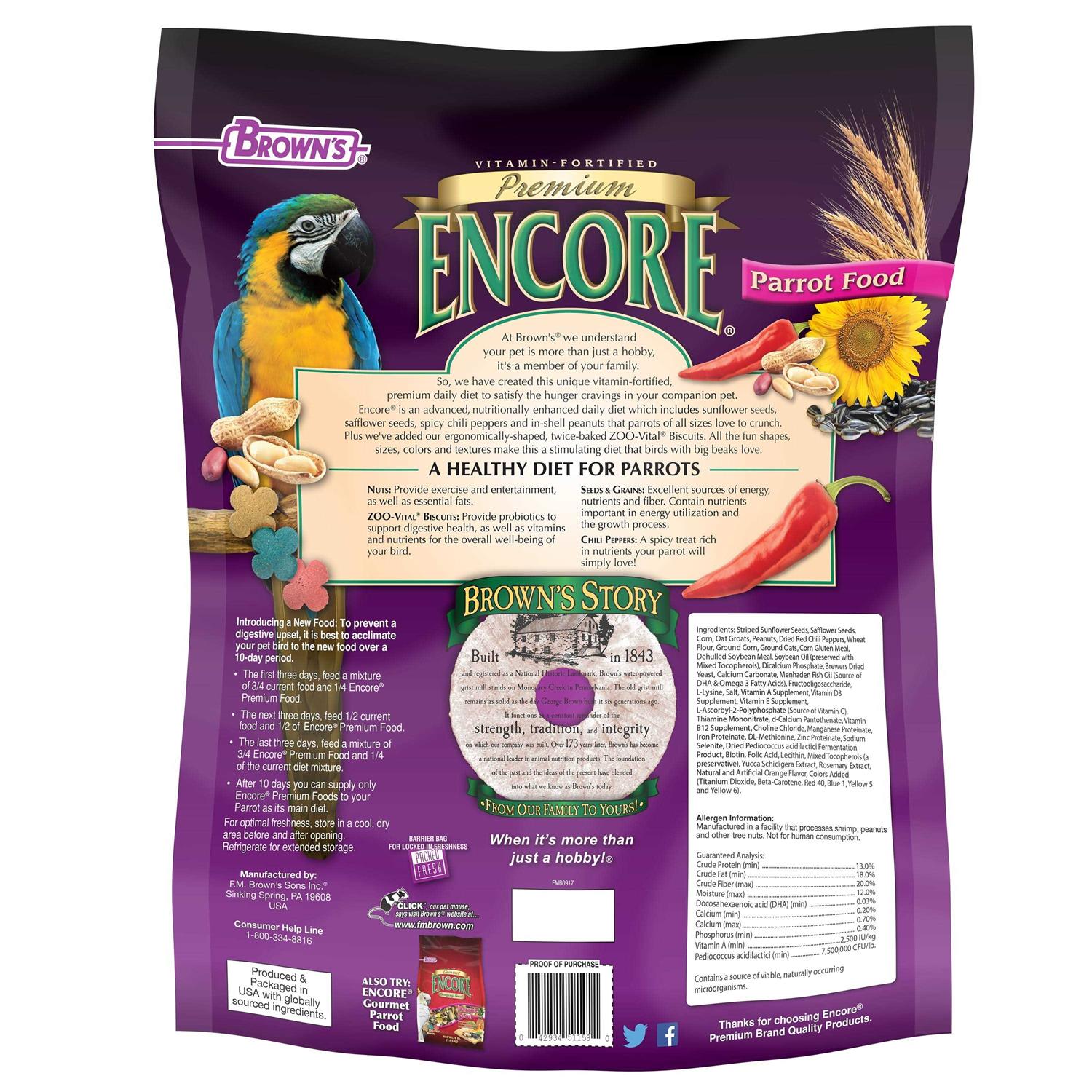 Brown’s Encore Premium Parrot Food