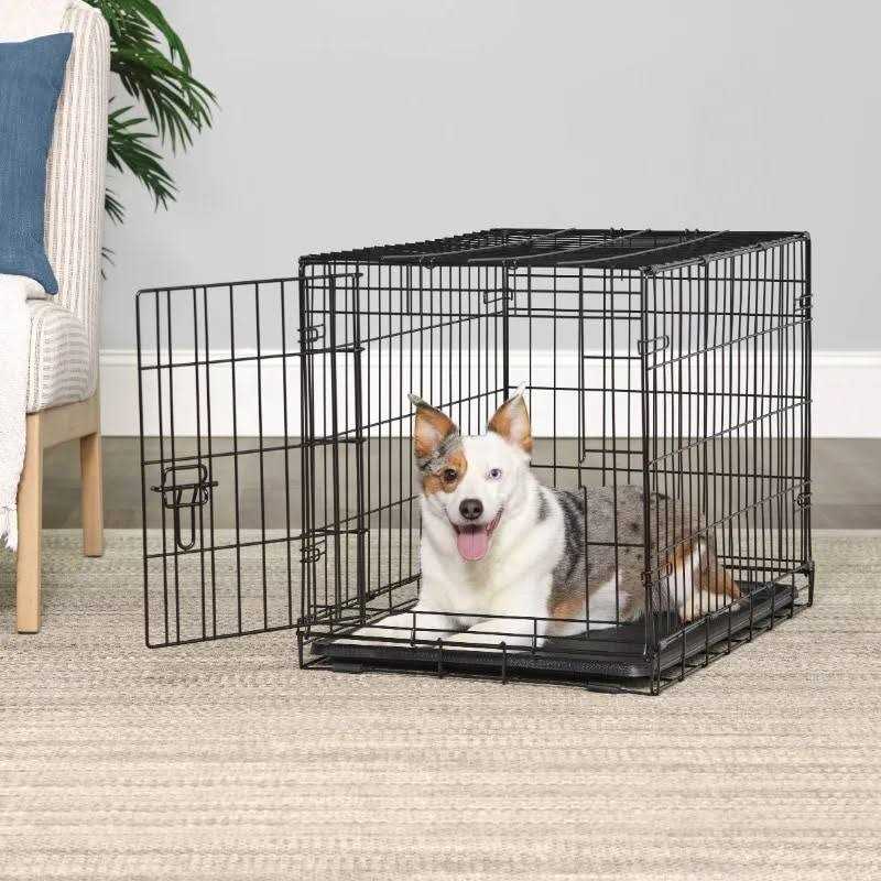 Vibrant Life Single Door Folding Metal Wire Dog Crate with Divider and Tray