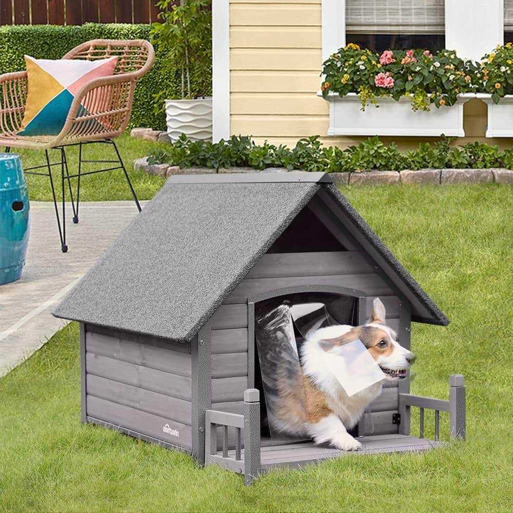 Aivituvin Outdoor Dog House with Porch Strong Iron Frame