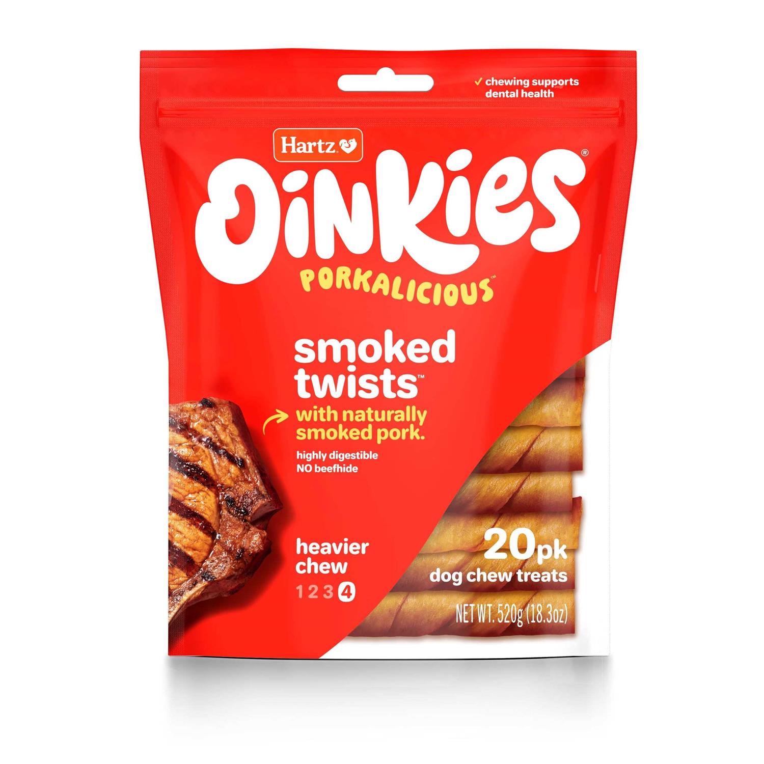 Hartz Oinkies Pig Skin Smoked Twists