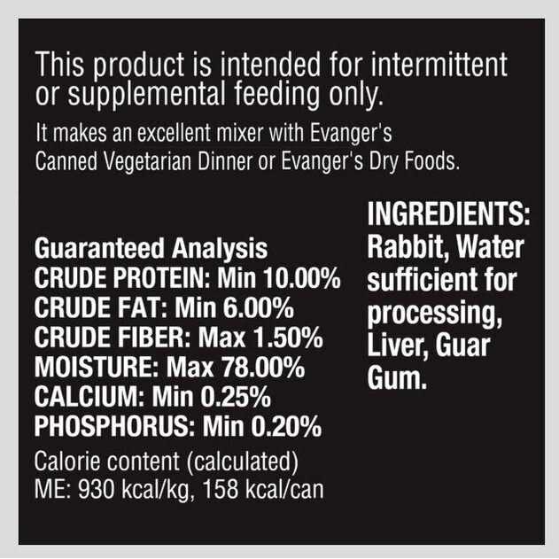 Evangers Grain Free Rabbit Canned Dog and Cat Food