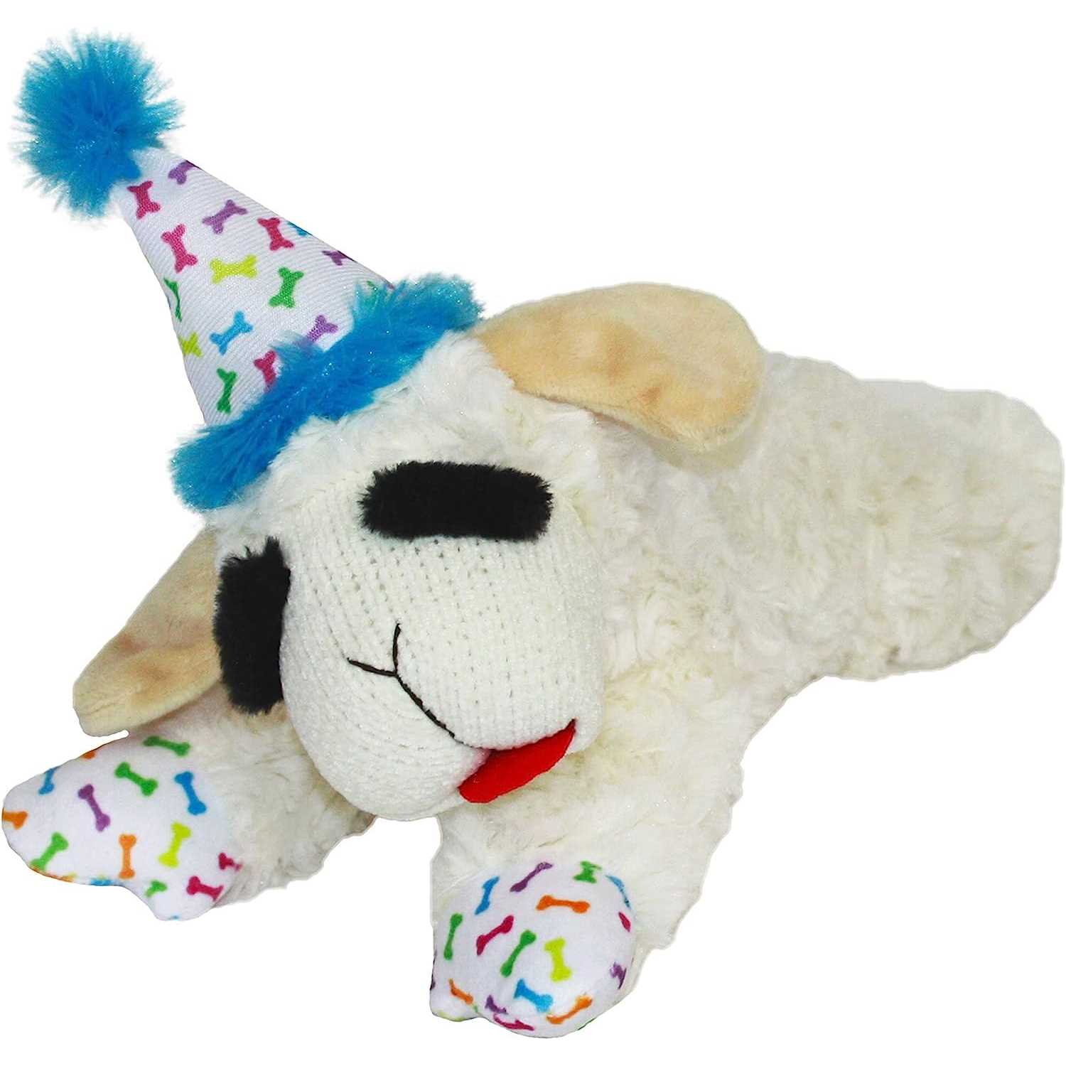 Multipet Lamb Chop Dog Toy with Birthday Hat