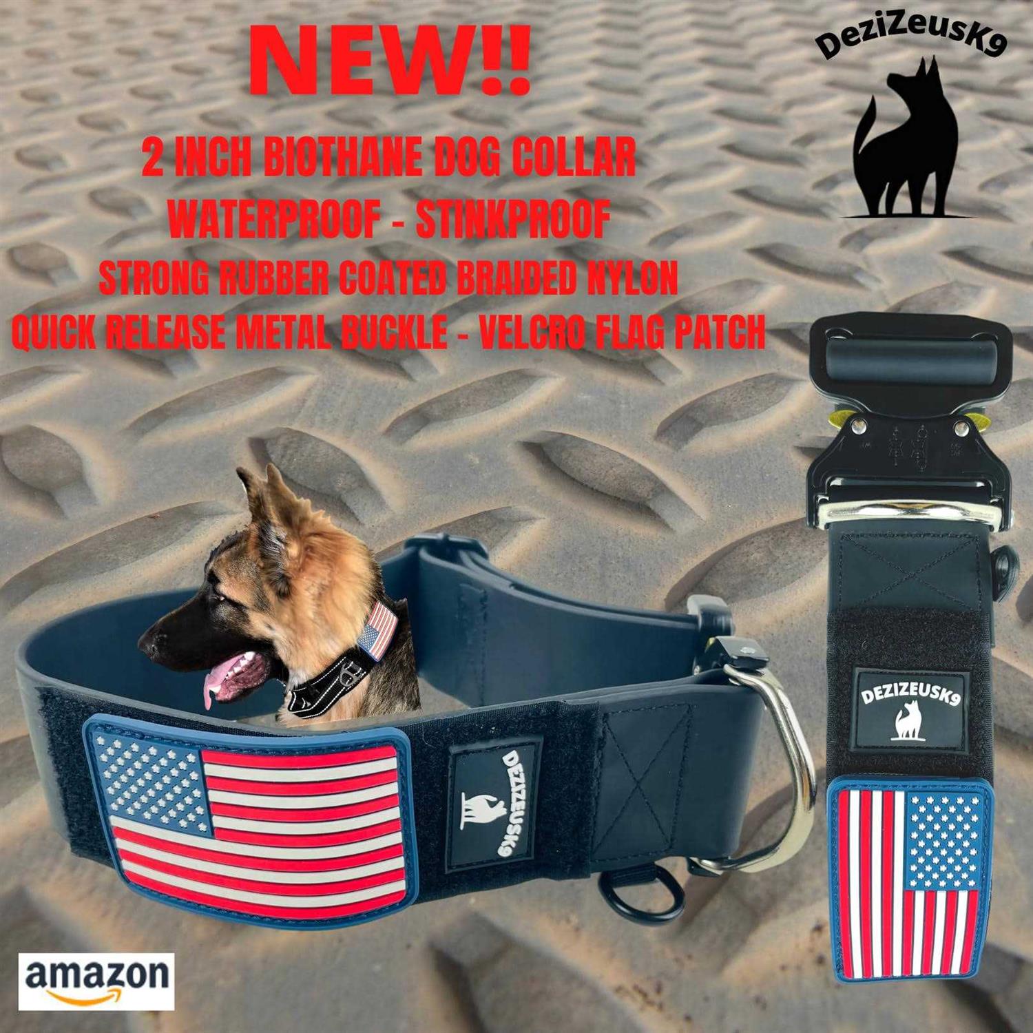 DEZIZEUSK9 Biothane Heavy Duty Dog Leash Tactical Dog Lead Quick Release Locking cable carabiner clasp