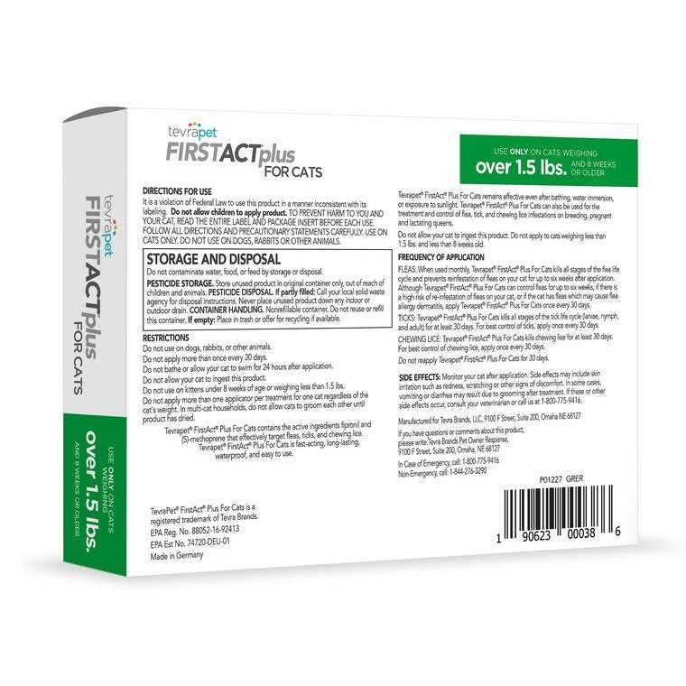 TevraPet FirstAct Plus for Cats Flea and Tick Prevention