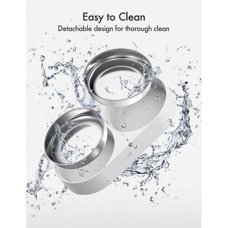 PETLIBRO Pet Food Splitter with Stainless Steel Bowls, Automatic Cat Feeder Bowls for Two Cats or Dogs