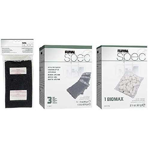 Fluval Spec Replacement Filter Kit Includes Fluval Spec Replacement Foam Filter Block, Fluval Spec Biomax 2.1oz, and Fluval Spec Carbon Filter
