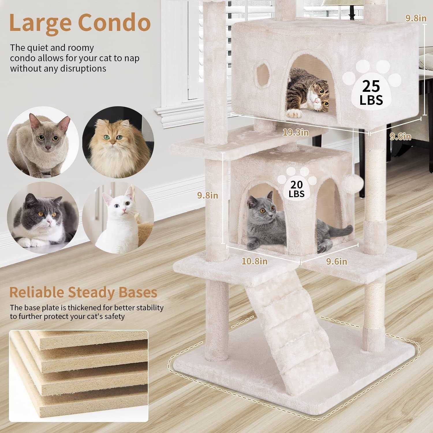PayLessHere Cat Tree 54in Cat Tower with Cat Scratching Post,Multi-Level Cat Condo Stand House Furniture Kitty Activity Center with Furry Ball Toys