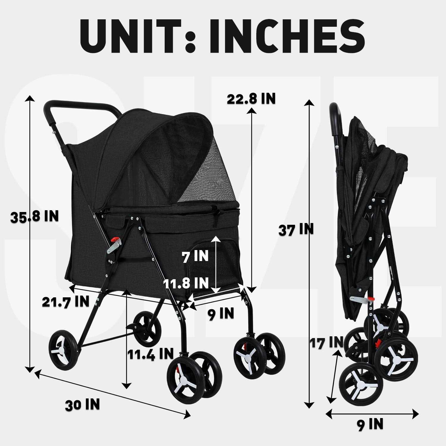 BestPet Pet Stroller Dog Cat Stroller Mesh Foldable Puppy Stroller for Travelling Shopping