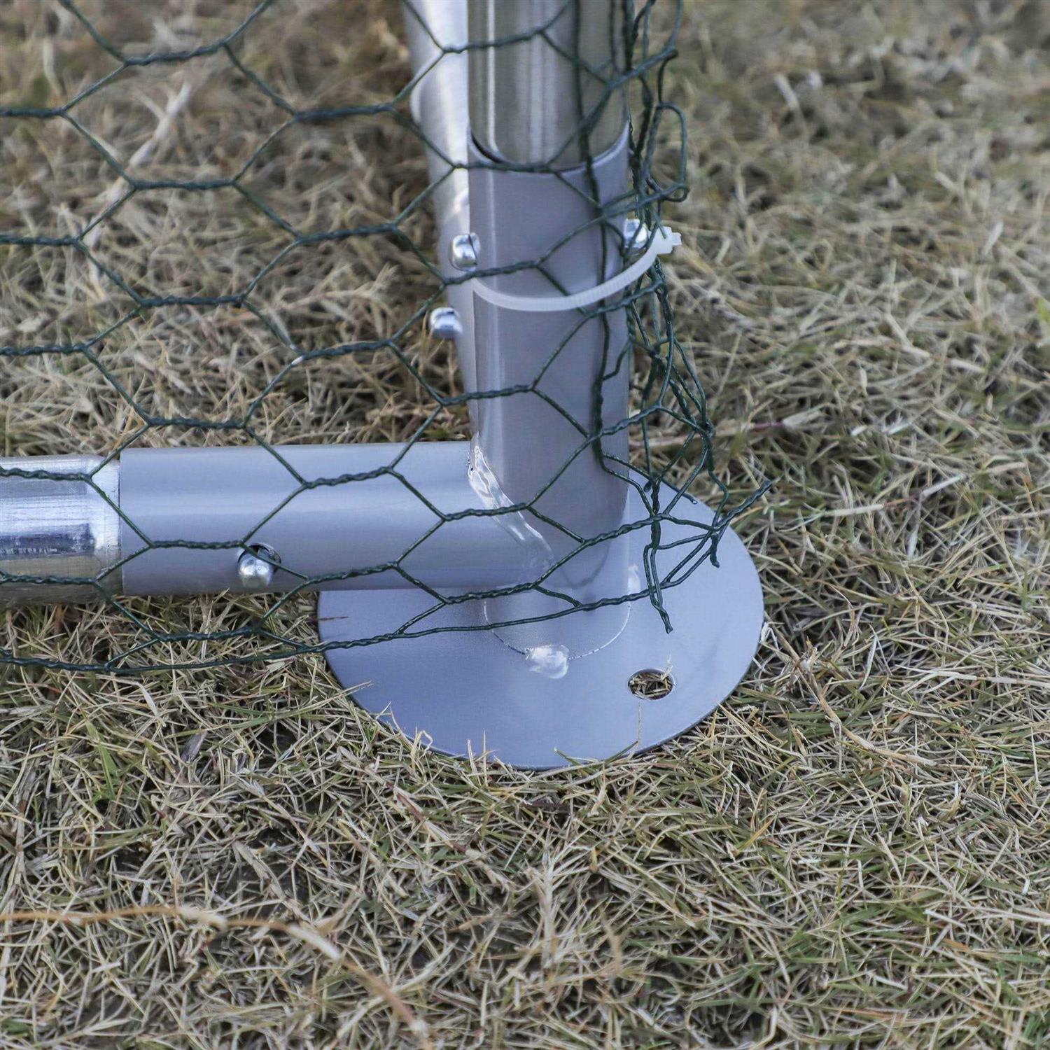 PawHut Galvanized Metal Chicken Coop Cage with Cover Walk-In Pen Run