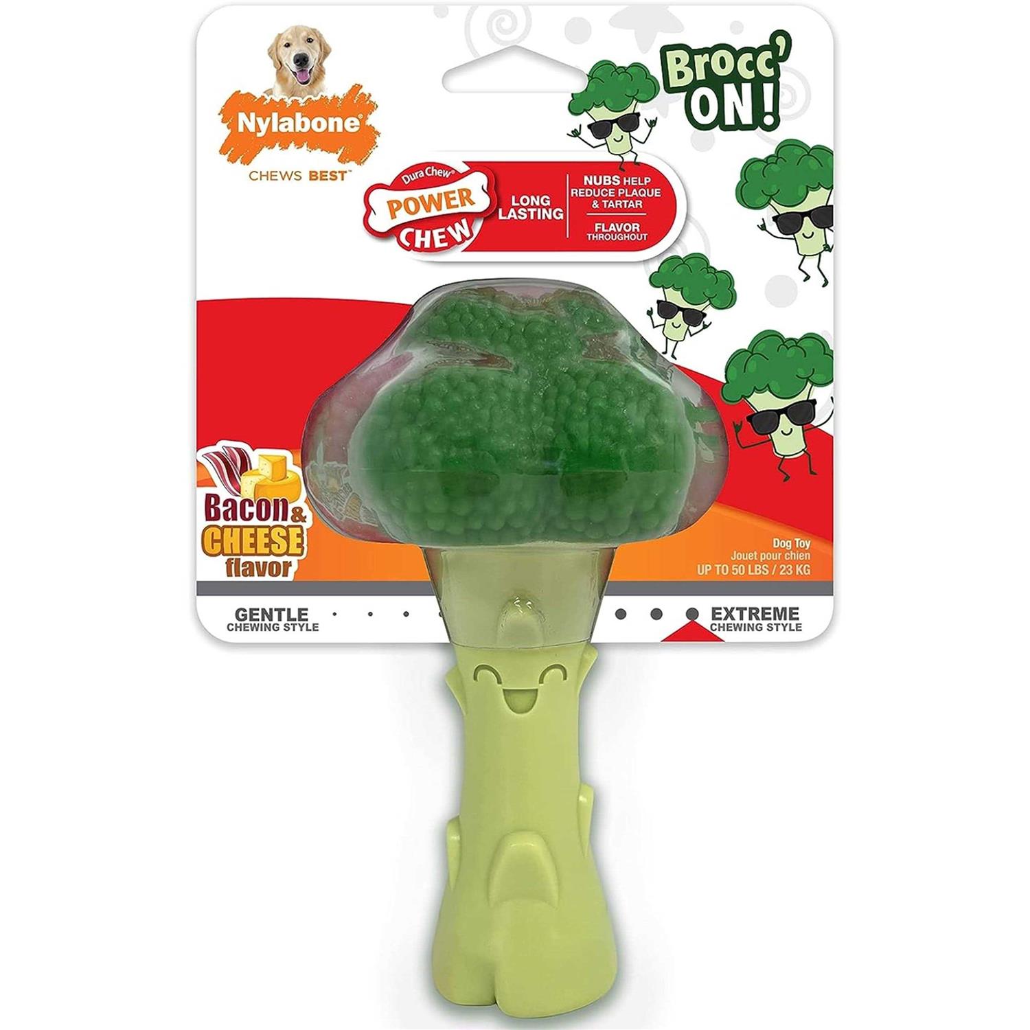 Nylabone Power Chew Broccoli Dog Toy Bacon Cheese