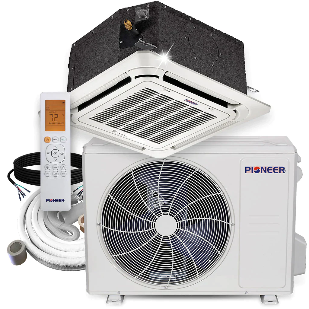 Pioneer® 18,000 BTU 20.5 SEER 8-Way Compact Cassette Mini-Split Air Conditioner Heat Pump System with 16 ft. Line Sets, CYB018GMFILCAD-16
