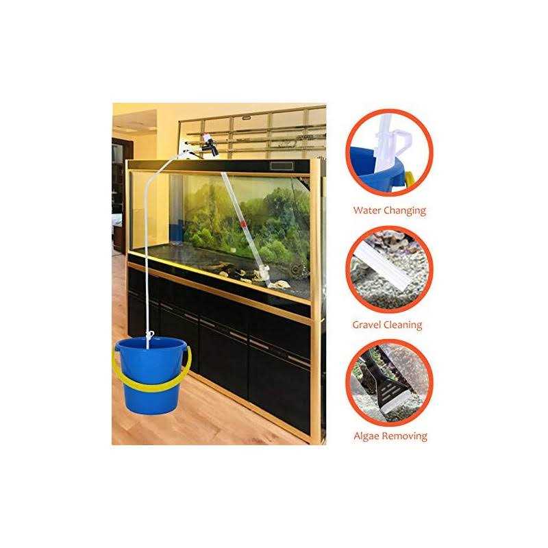 AquaMiracle Aquarium Gravel Cleaner, Fish Tank Siphon Cleaner, Long Nozzle Quick Water Changer for Water Changing and Filter Gravel Cleaning