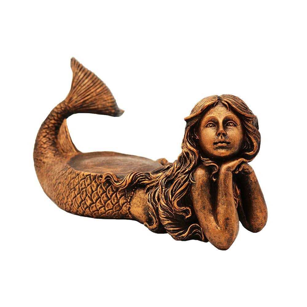 New Mystical Mermaid Decorative Gold Antiqued Glass Fish Bowl Tabletop Aquarium or Terrarium or Candle Holder