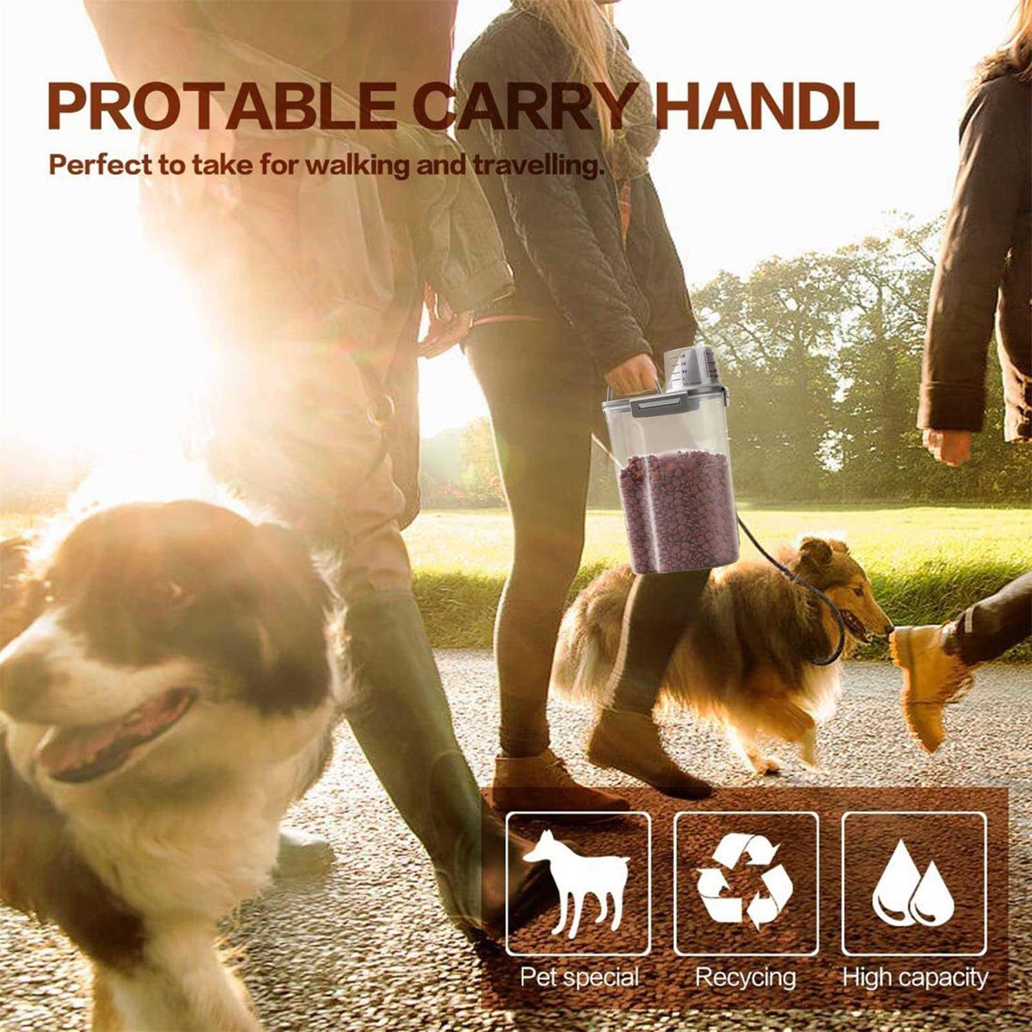 TIOVERY Upgraded Dog Food Storage Container Small, Cat Food Container Airtight, Pet Food Container Dispenser with Pour Spout, Measuring Cup and 4