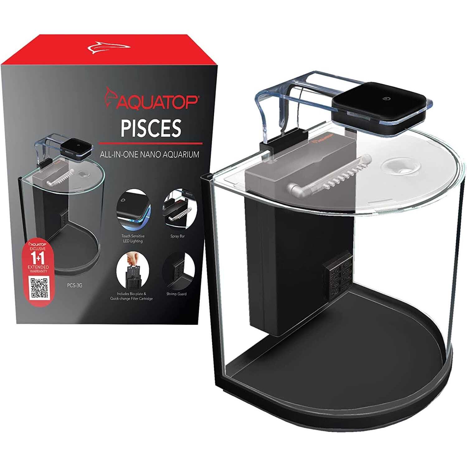 Aquatop Pisces Nano Bowfront Glass Aquarium