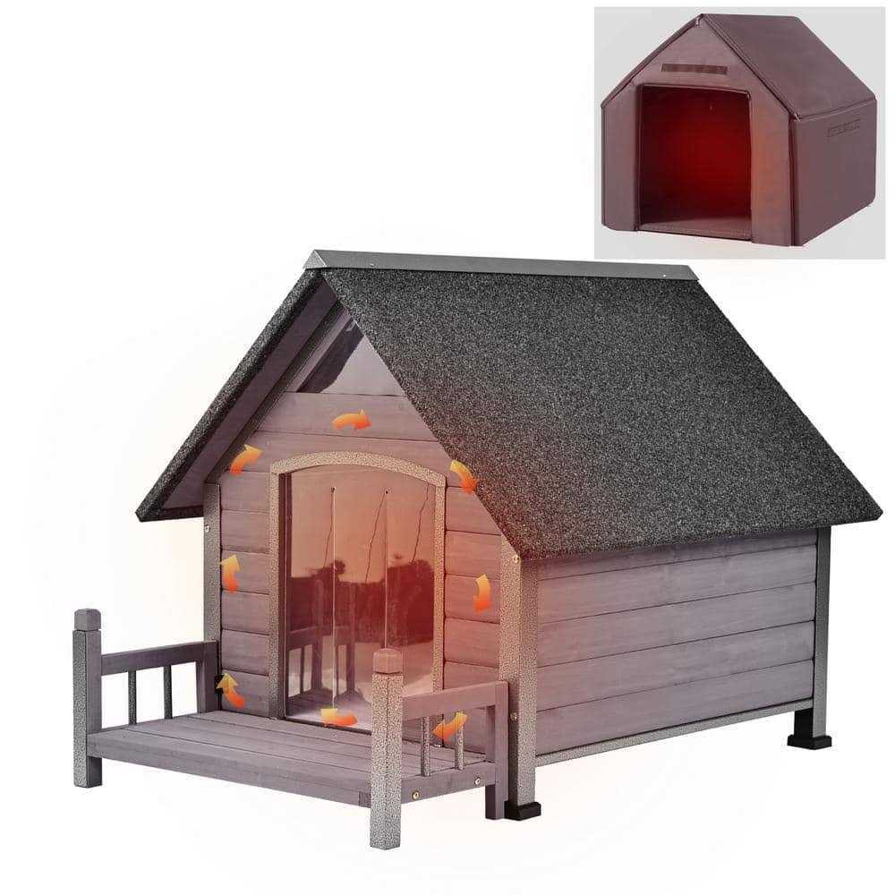 aivituvin Insulated Large Dog House with Liner Inside Iron Frame AIR81-IN