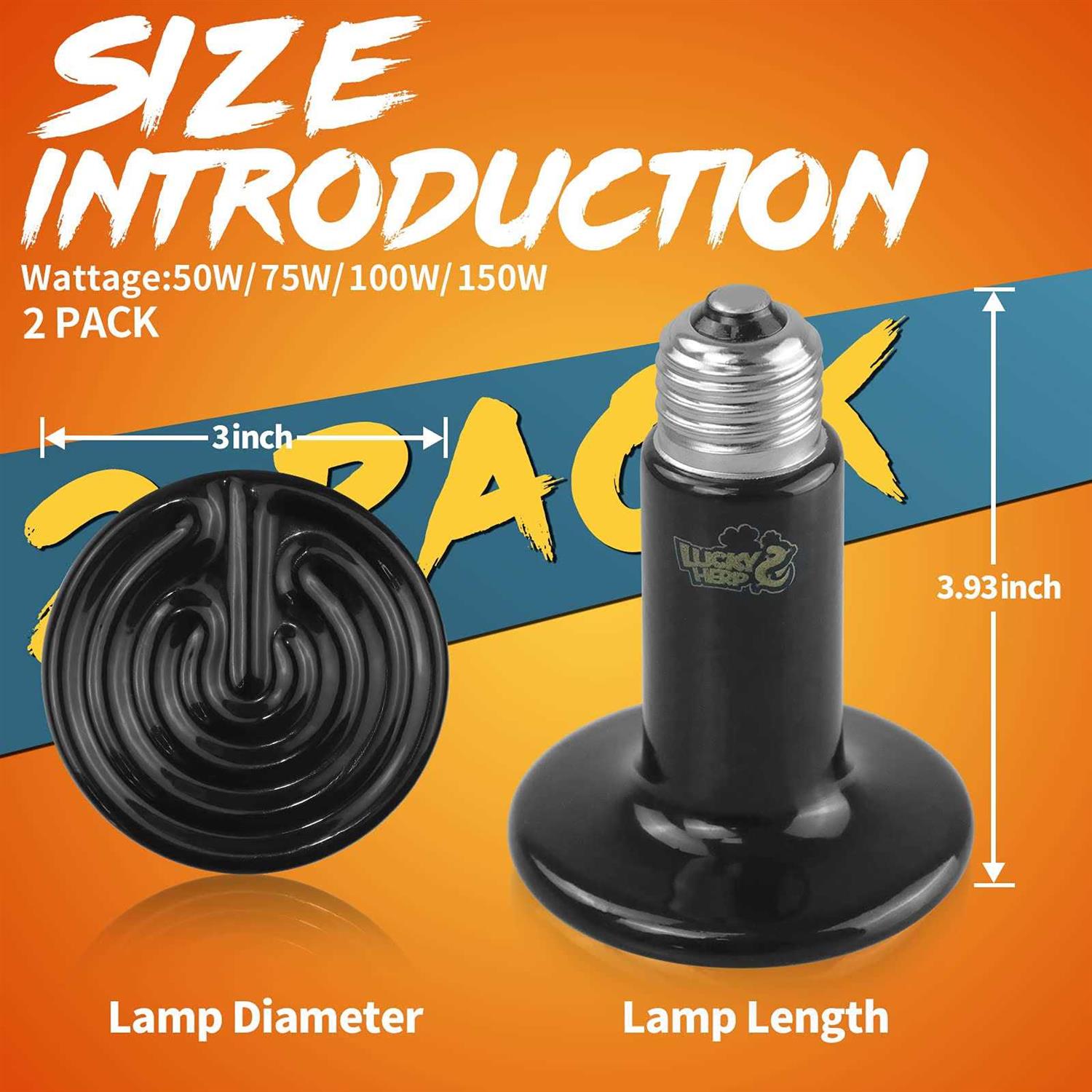 LUCKY HERP Ceramic Heat Emitter Reptile Heat Bulbs