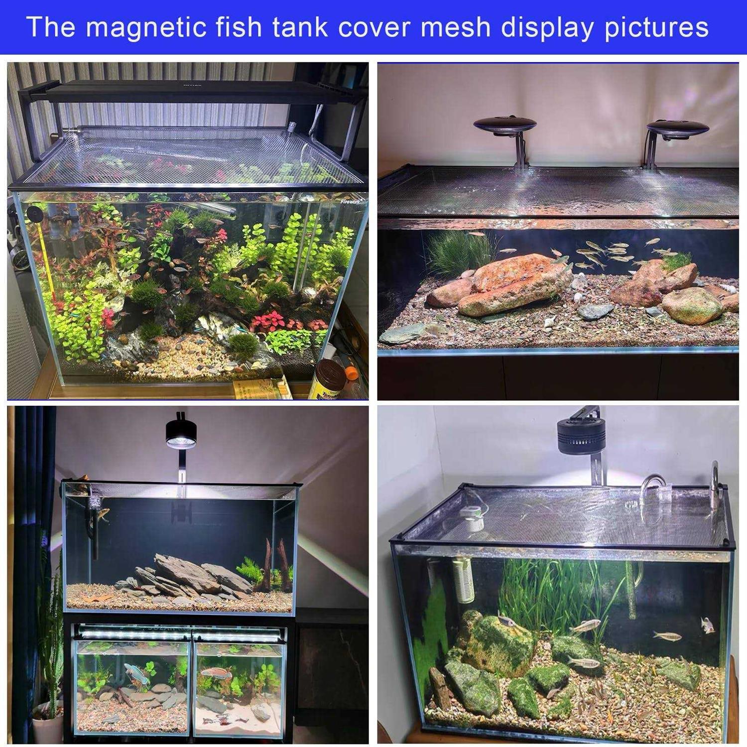 NestBasics Magnetic Aquarium Cover lid Fish Tank lid Anti-Jumping net Cover mesh to Protect Fish Jumping Out of Fish Tank