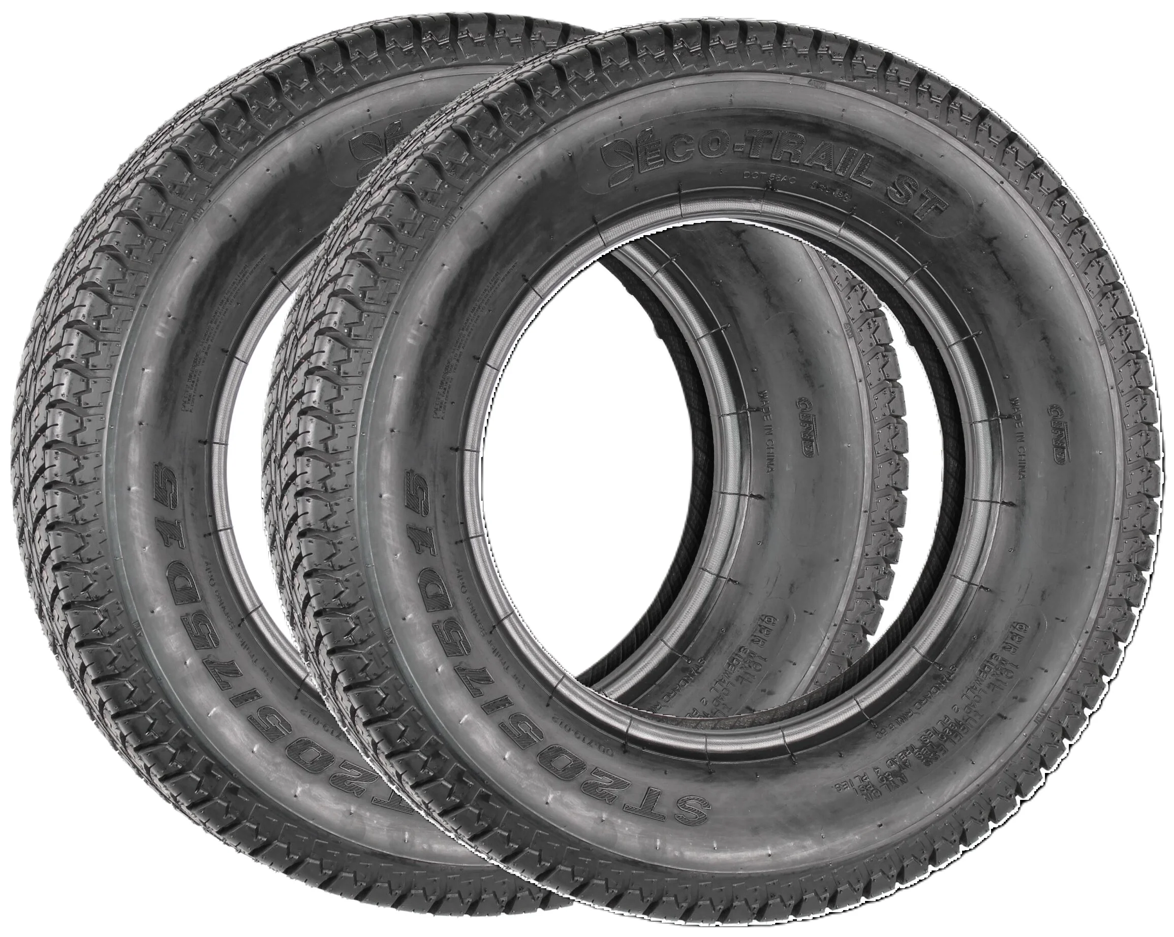 Two Eco Trail ST205/75D15 Trailer Tires Bias Ply Load Range C 1760# 205/75D 15