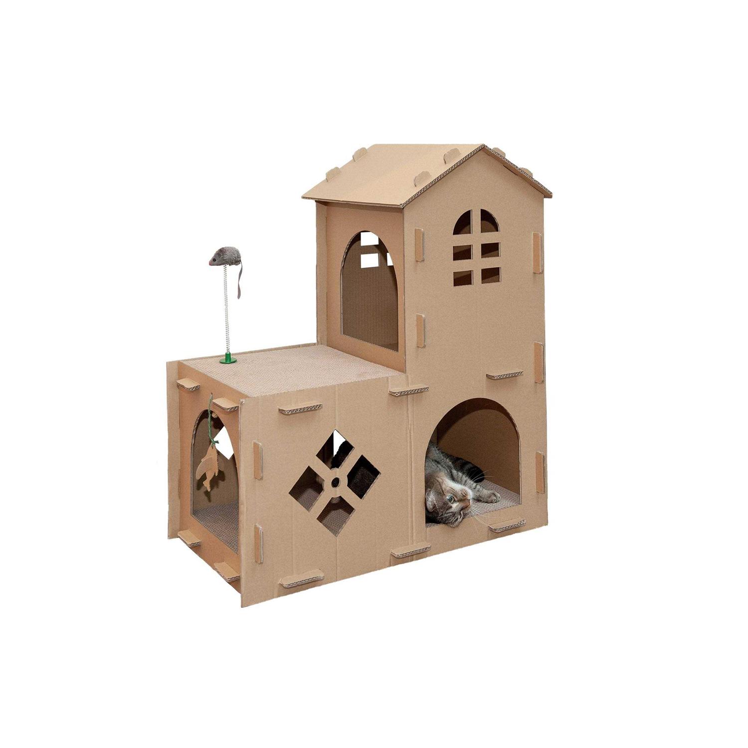 FurHaven Corrugated Cat Scratcher House with Catnip