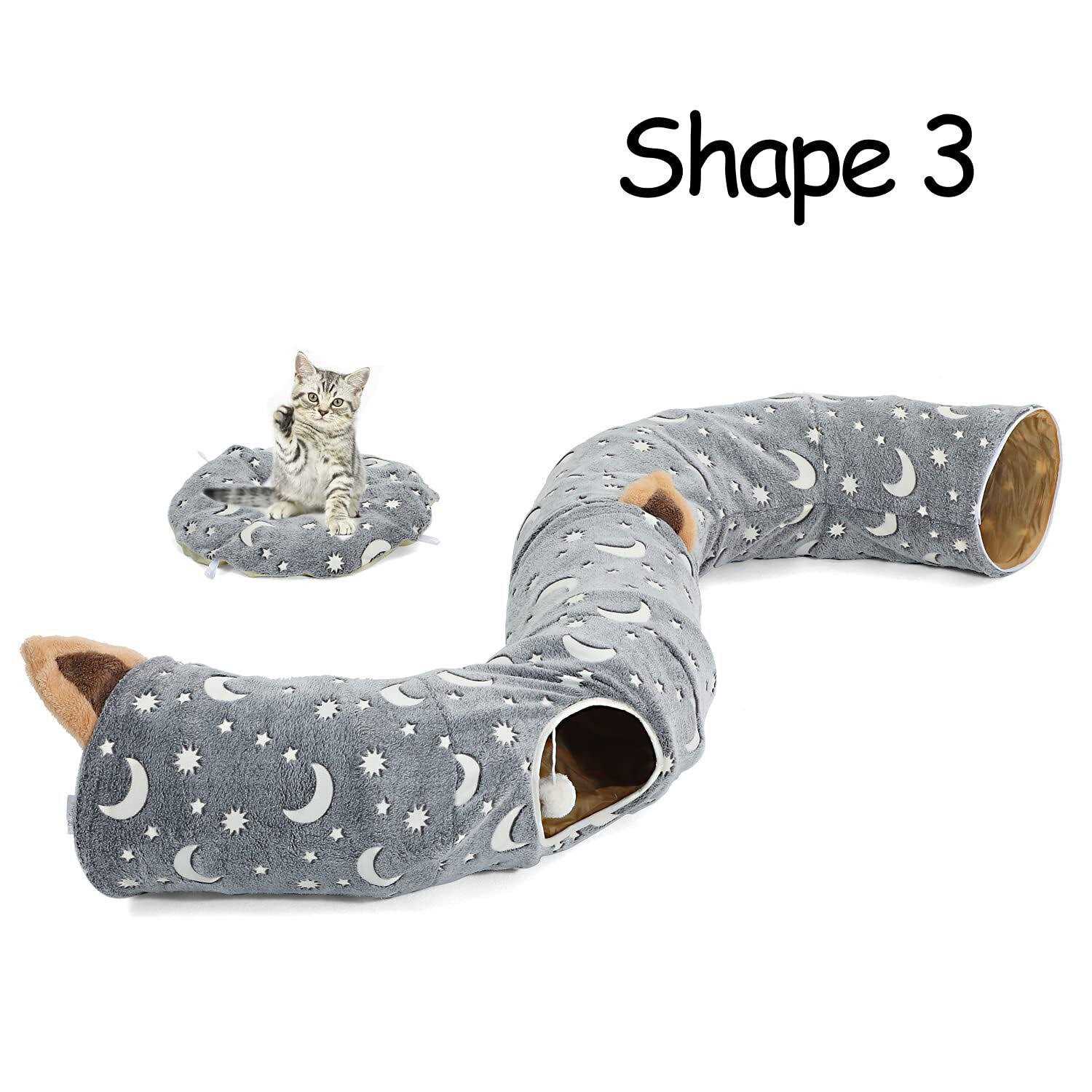 LUCKITTY Cat Tunnel Tube with Plush Ball Toys Collapsible Self-Luminous