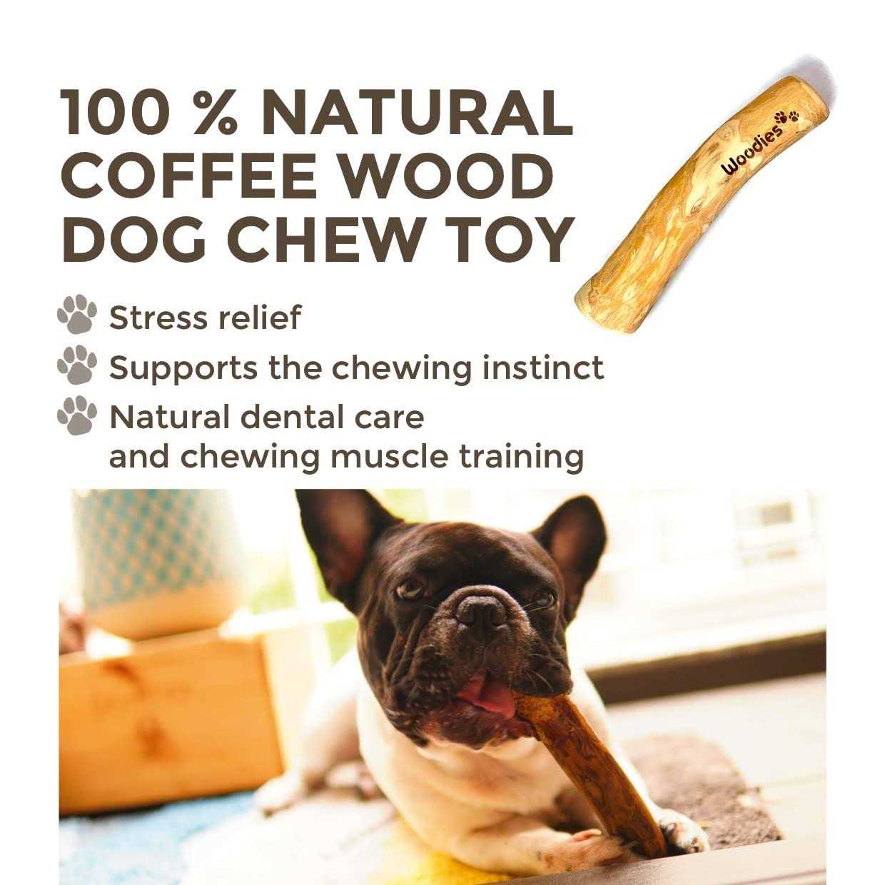 Woodies Dog Chew Toys All-Natural Coffee Wood Strong