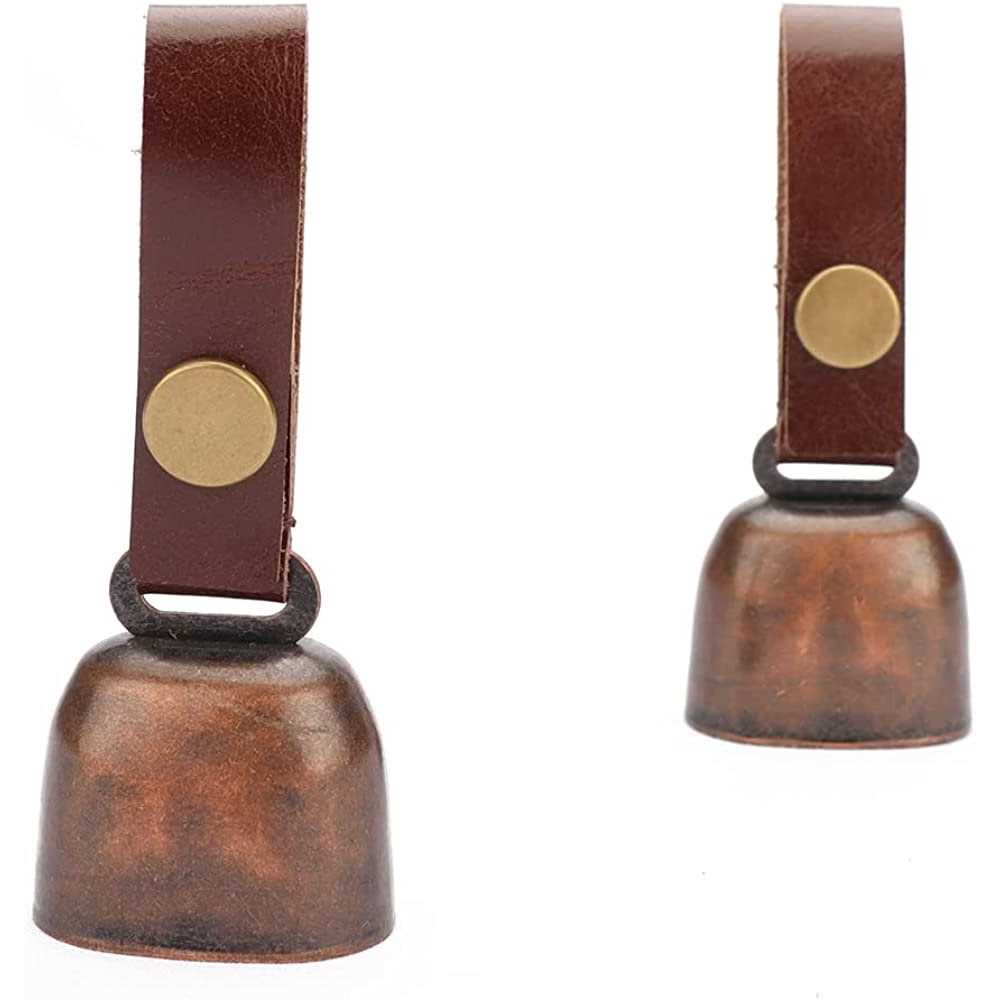 kcrygogo Dog Collar Bell Pet Bells Tracker Noise Maker Anti-theft Bell with Leather Button Strap and Pet Anti